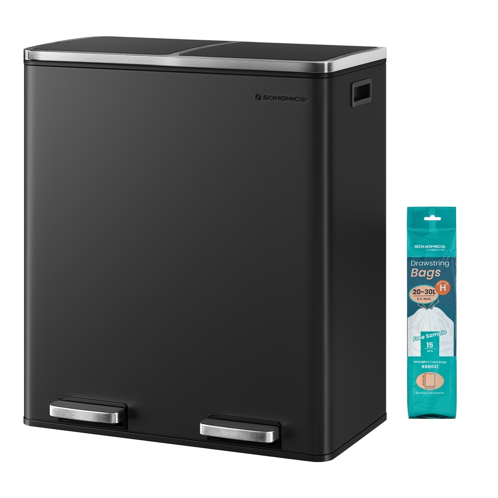 HIROXA Double Kitchen Recycling Bin 60L - Black - Indigo Home