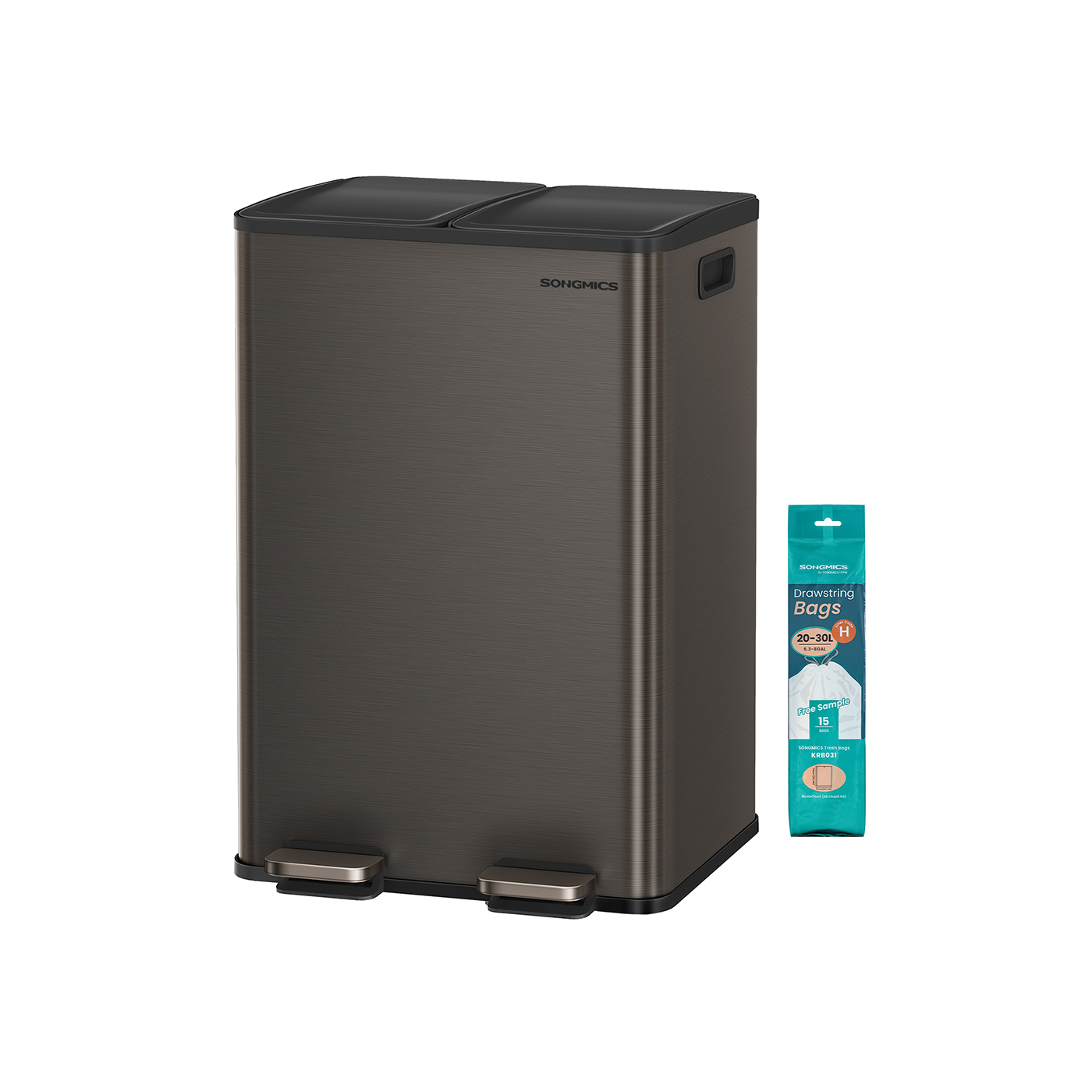 Pedal Bin - TARTTO Dual Compartment Soft-Close Lid - Slate Grey - Indigo Home