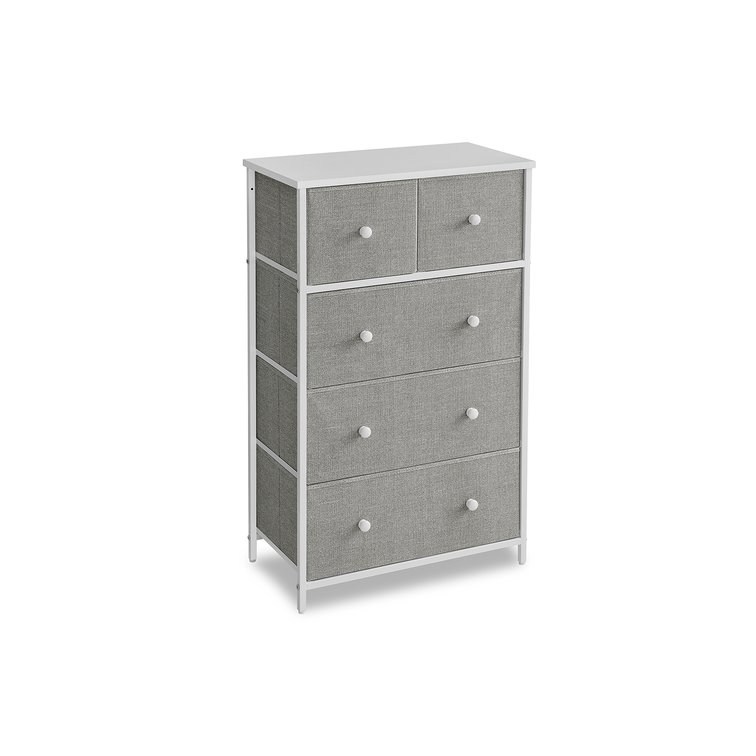 AMADORA Grey Chest of Drawers - Medium-sized, 5 Drawers - Indigo Home