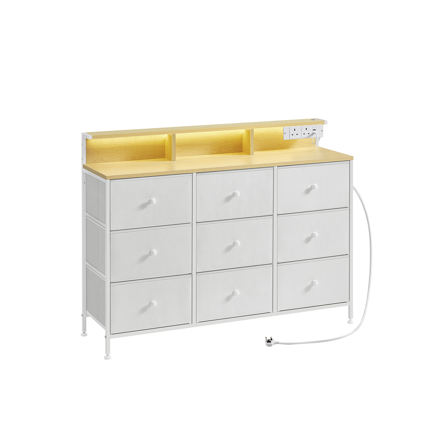 LUMSO White Chest of Drawer - Large-sized, 9 Drawers - Indigo Home