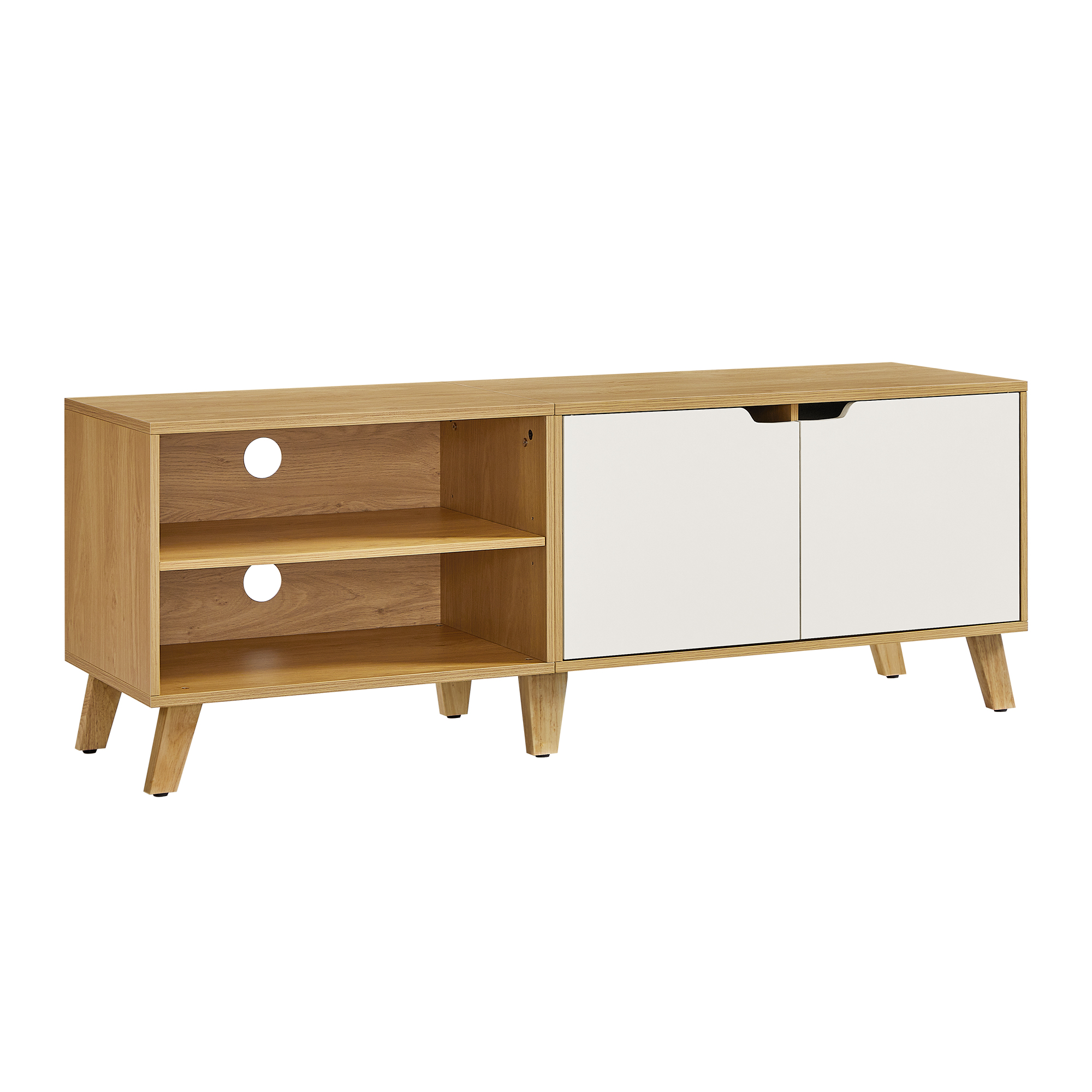 TV Cabinet - MARZA 140 cm Oak Cabinet with 2 Doors - Oak - Indigo Home