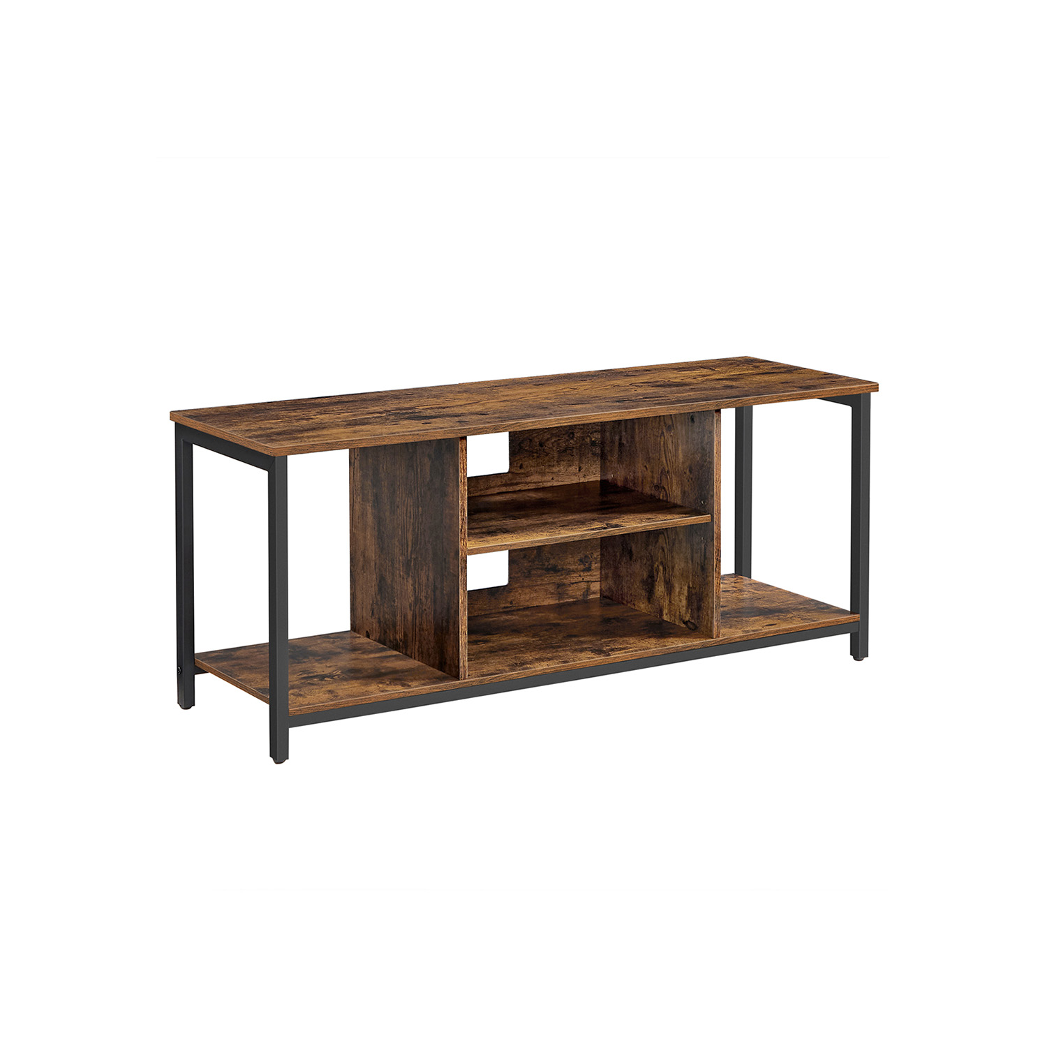 TV Stand - MARZA Rustic Brown Open Shelving TV Stand - Rustic Brown - Indigo Home