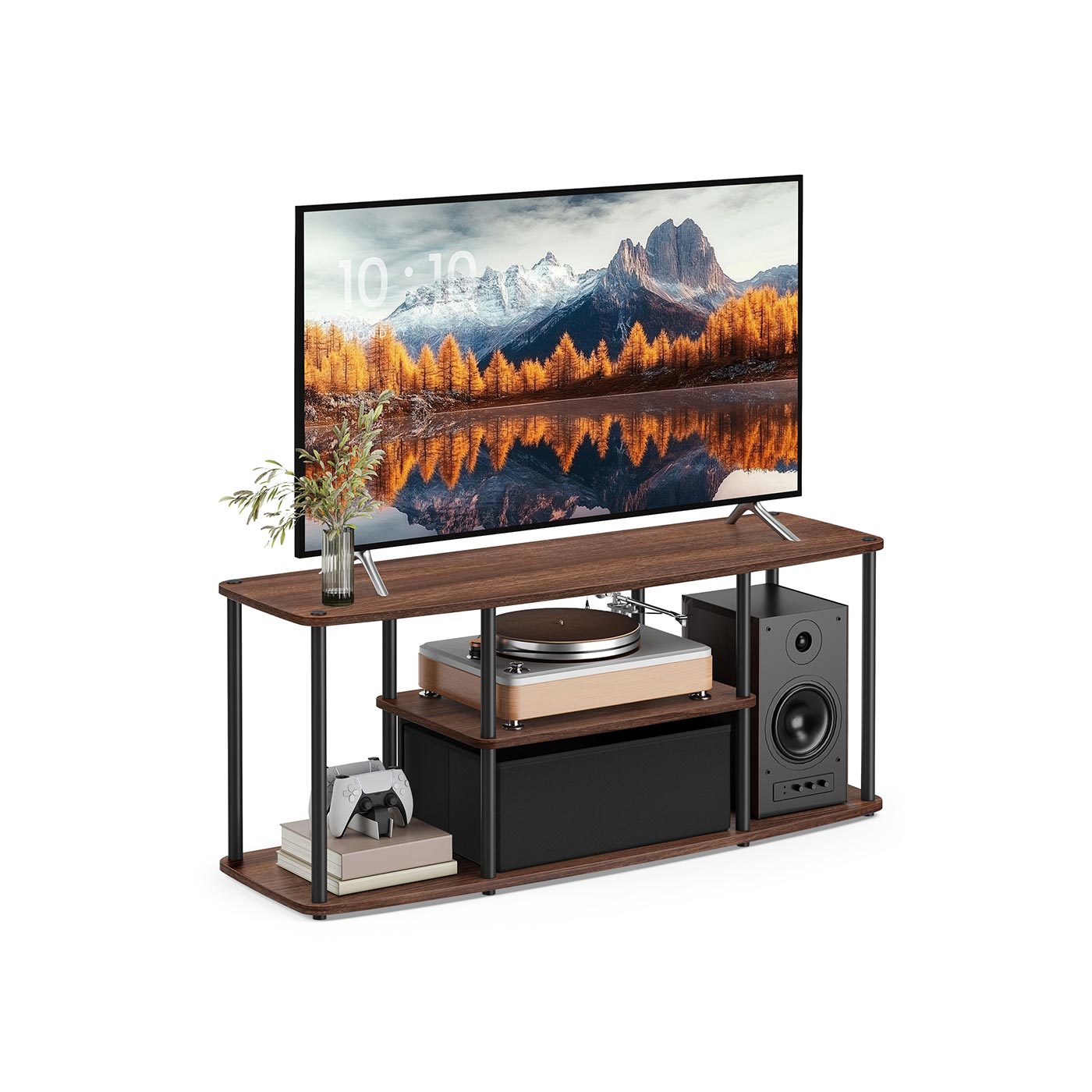 TV Stand - VIVRA Superfast Toolless Natural Walnut Stand - Walnut - Indigo Home