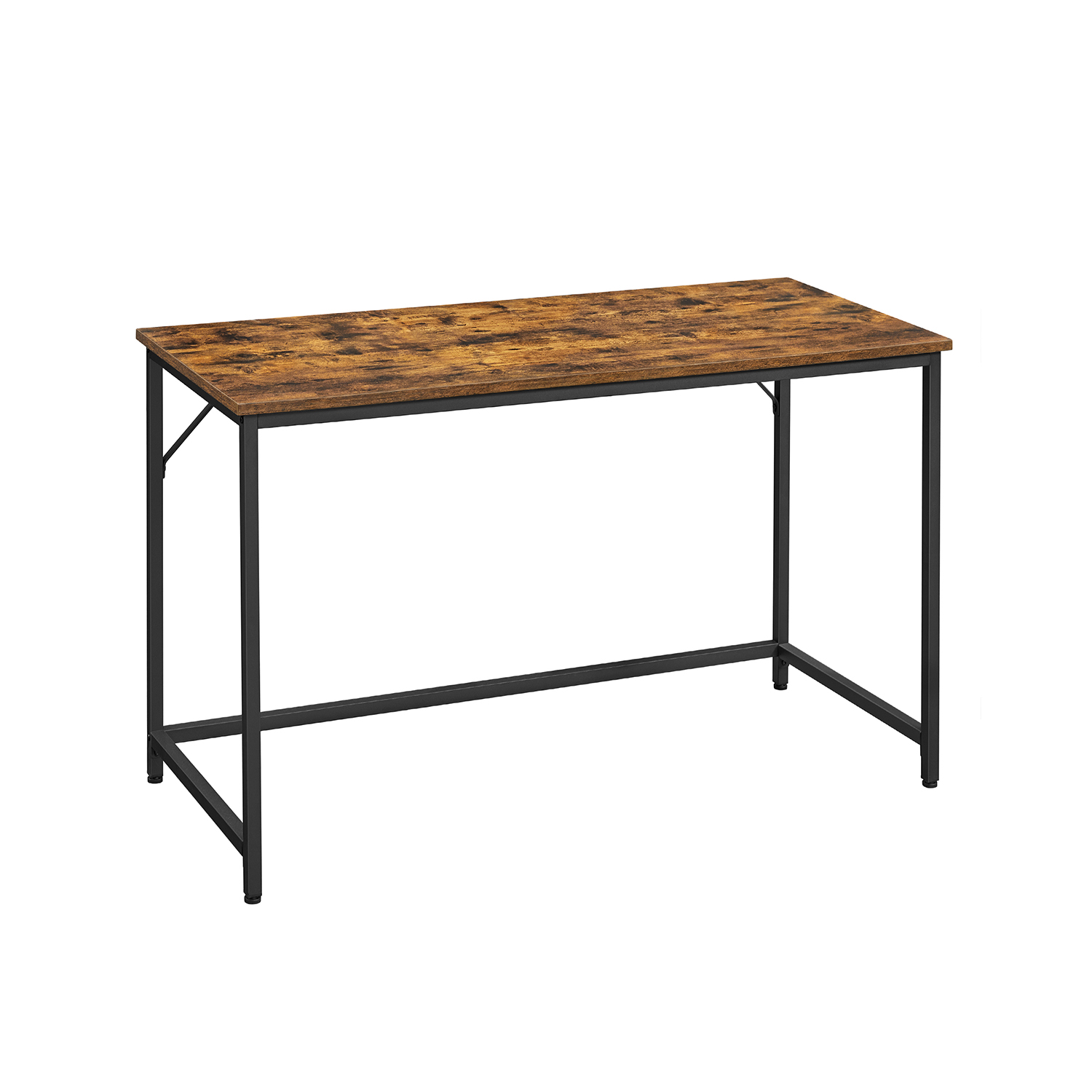 Office Desk - FINLIA Small Workstation Wooden Top Metal Frame - Dark Brown - Indigo Home