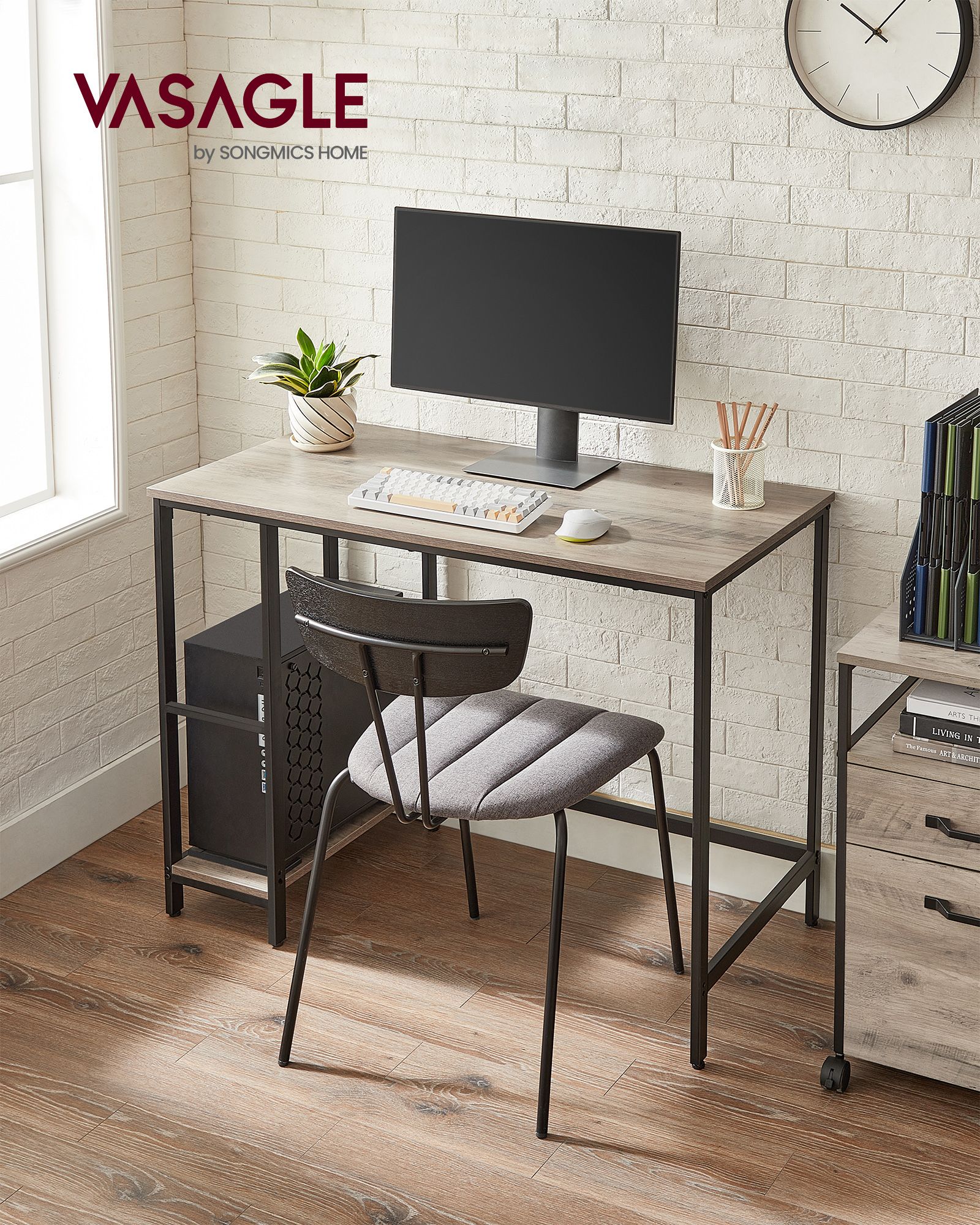 Writing Desk - FINLIA 2 Shelves Left or Right - Light Wood - Indigo Home