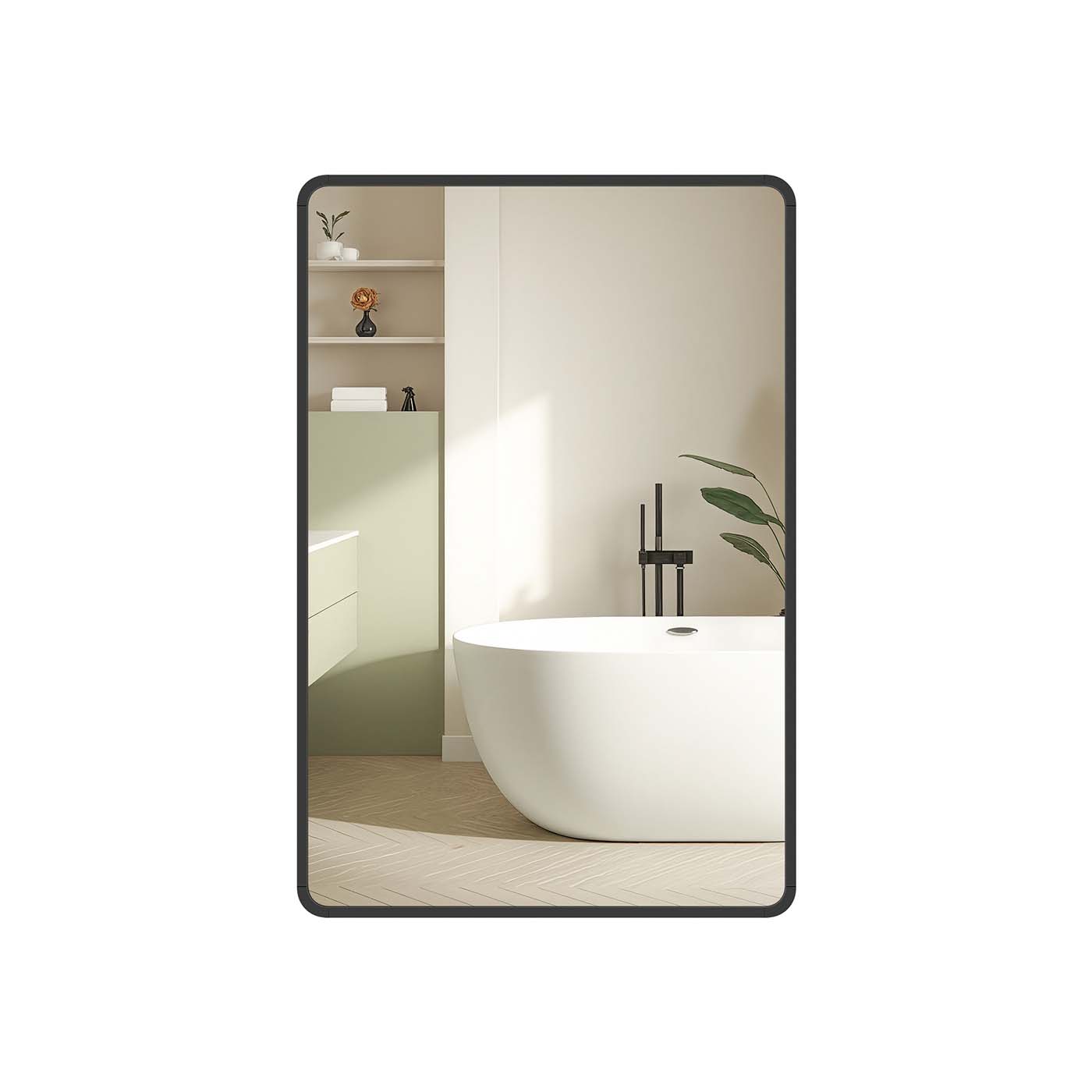 WILLOWFEN Wall Mounted Rectangular Mirror with Aluminium Frame and Safety Film - Black - Indigo Home