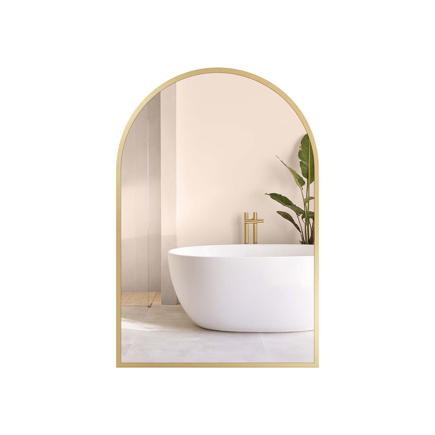 WILLOWFEN Arched Wall Mirror with Aluminium Frame and Safety Film - Gold - Indigo Home