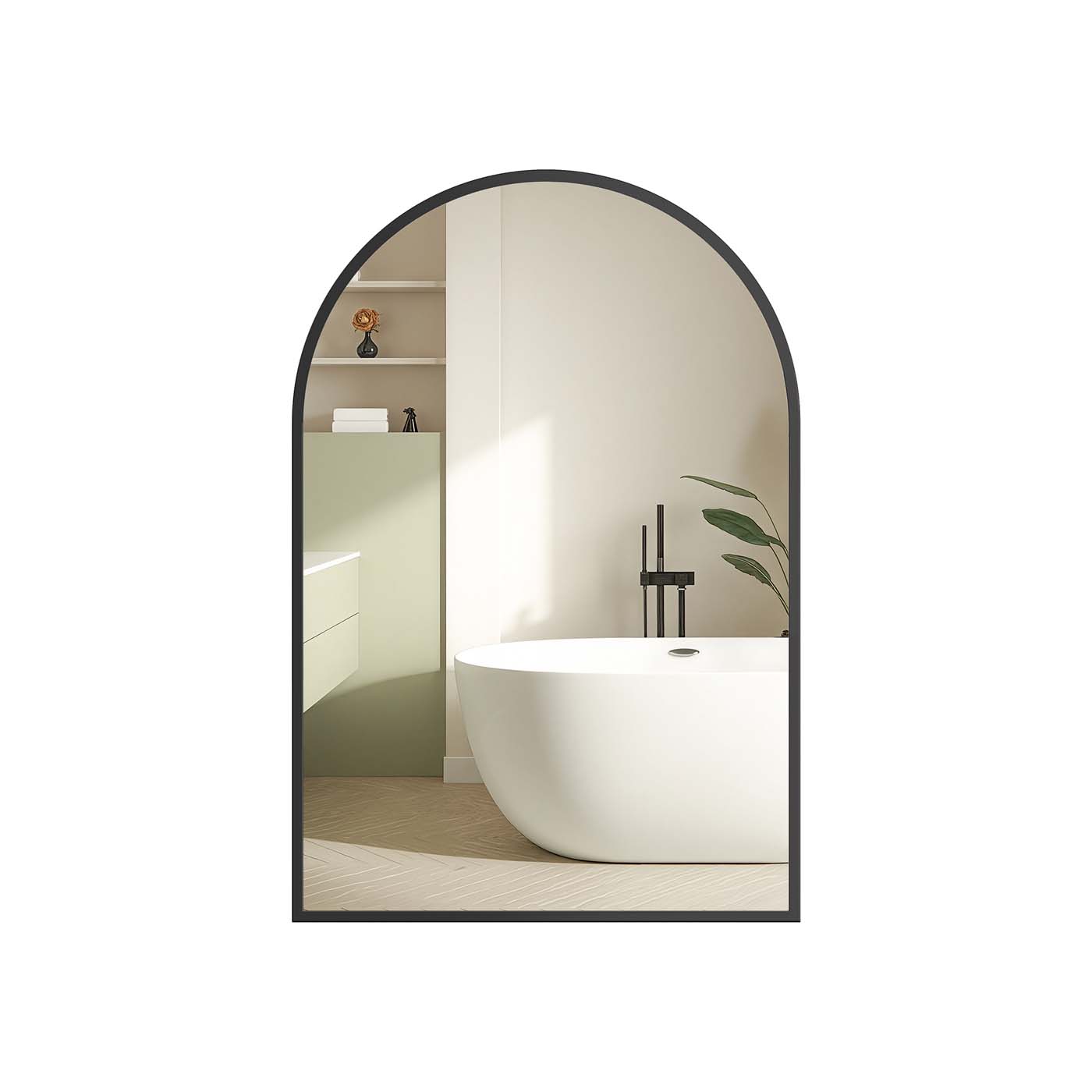 WILLOWFEN Arched Wall Mirror with Aluminium Frame and Safety Film - Black - Indigo Home