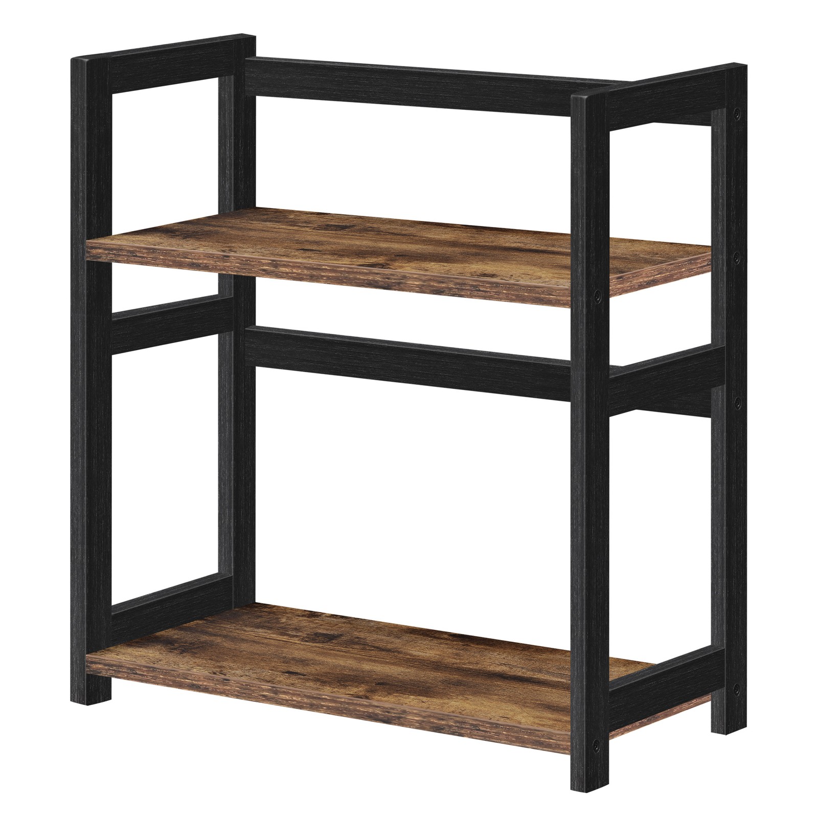 ORVUXI 2 Tier Desktop Storage Rack with Bamboo Frame - Brown and Black - Indigo Home