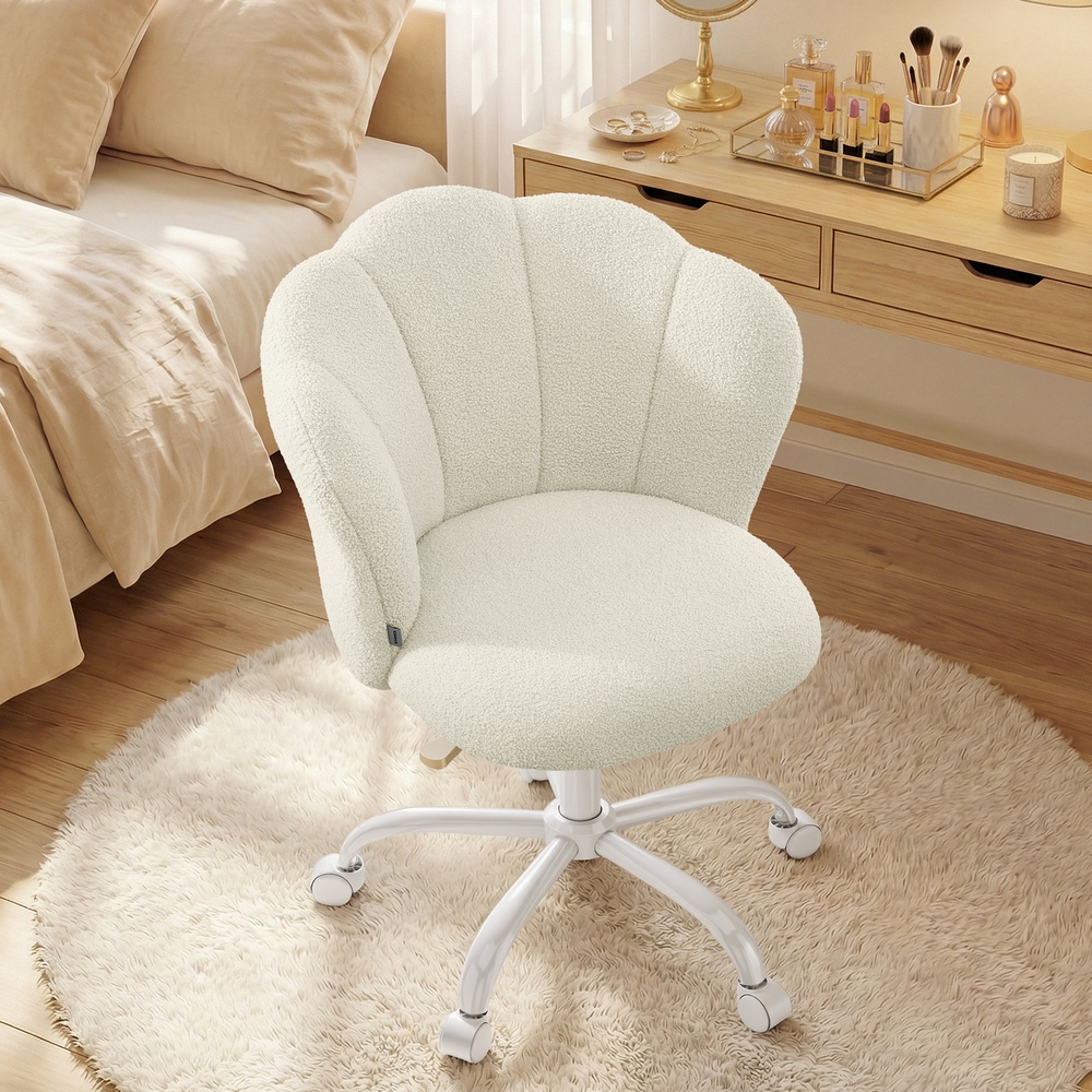 PAGELE Swivel Vanity Chair - Cream White - Indigo Home