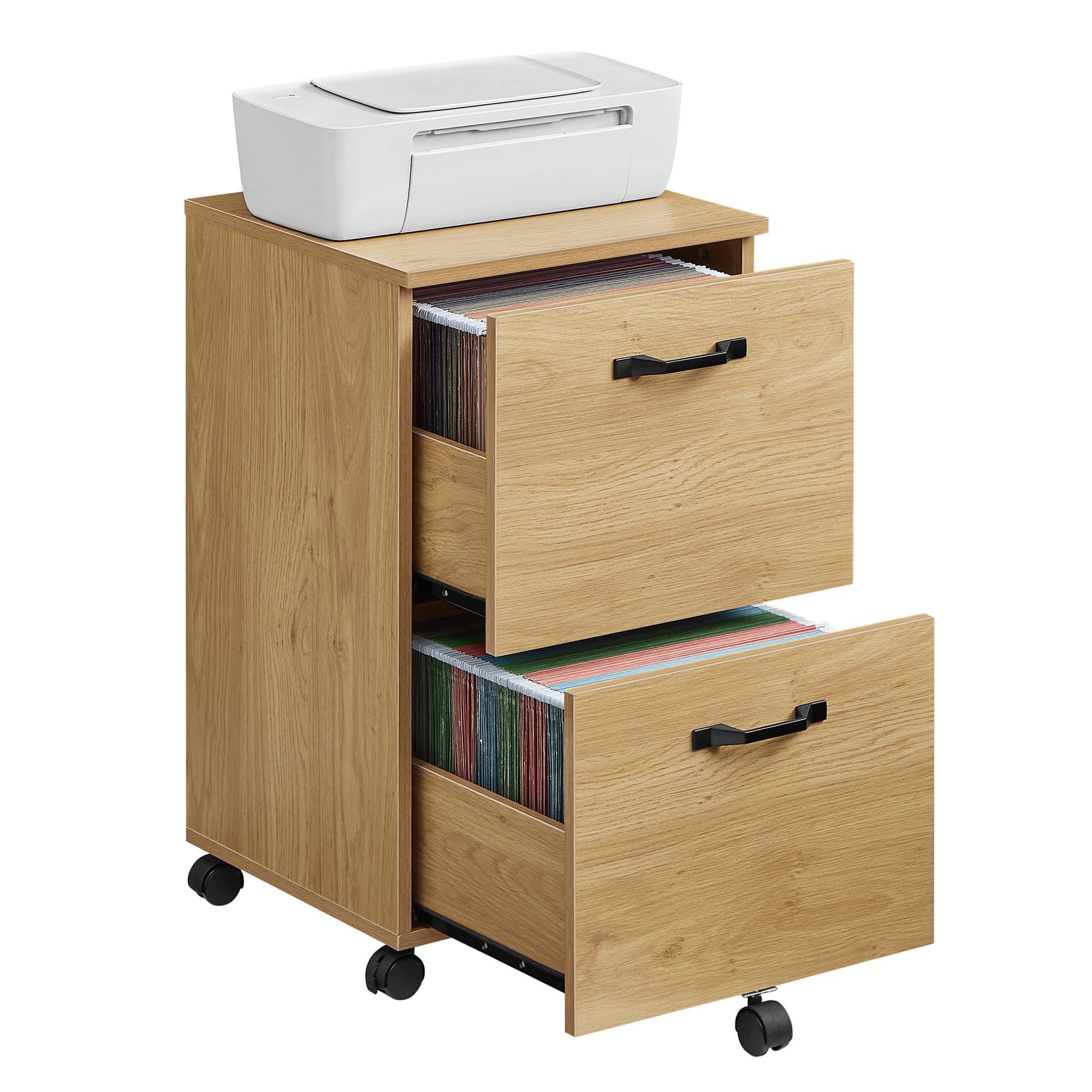 Filing Cabinet - ZARTA 2 Drawer Mobile Filing Cabinet for A4 Files - Straw Yellow - Indigo Home