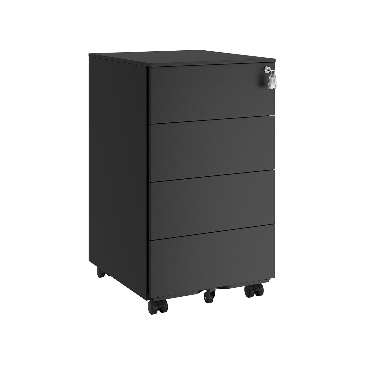 Filing Cabinet - ZARTA Lockable Mobile 4 Drawer - Black - Indigo Home