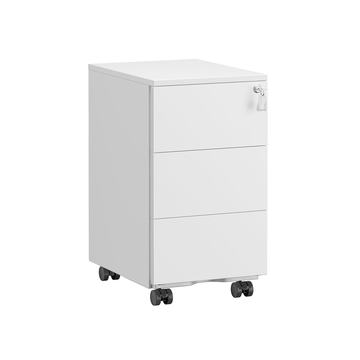 File Cabinet - ZARTA Mobile 3 Lockable Drawers Pre-Assembled - Matte White - Indigo Home