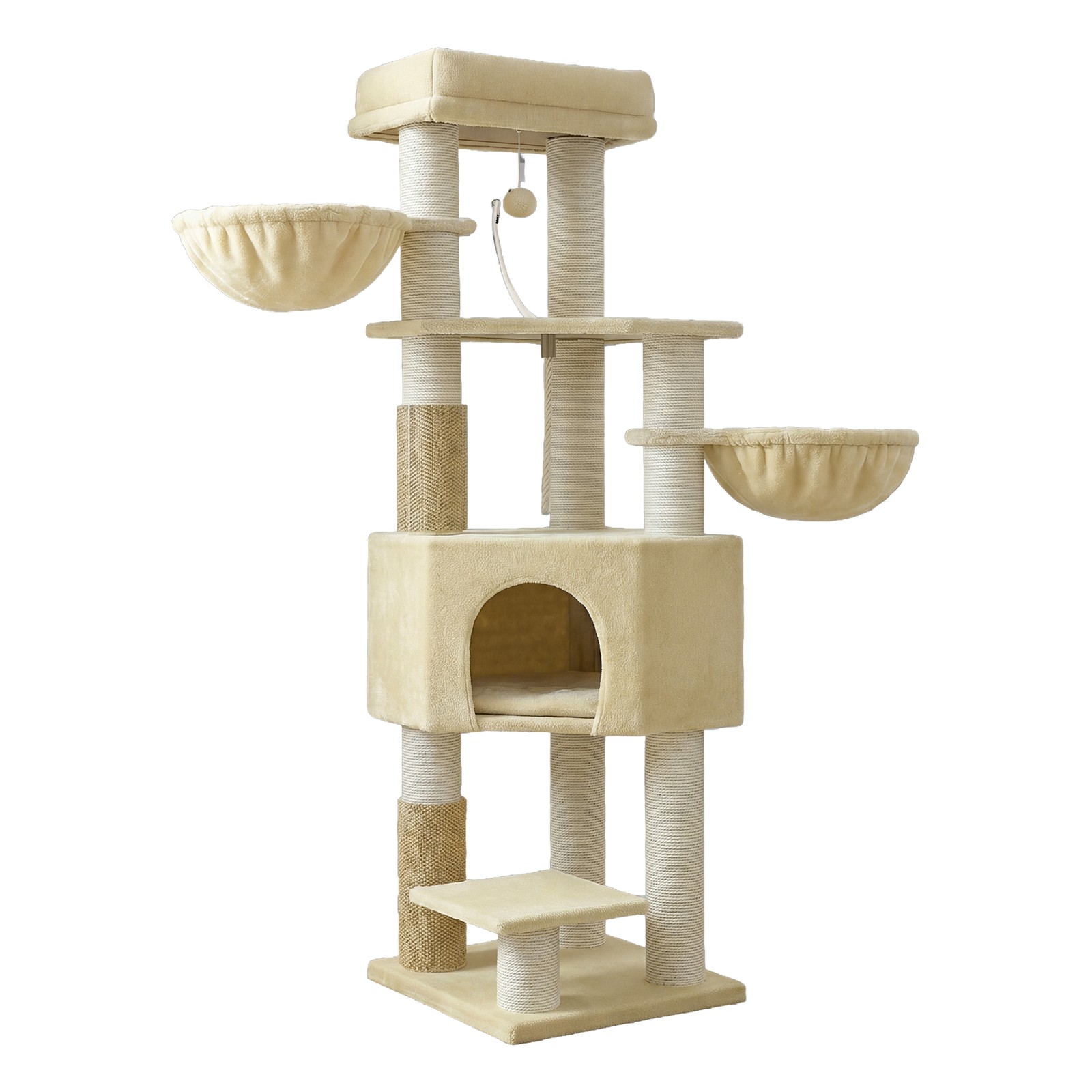 PEFATO Heavy Duty Cat Tree with Scratching Posts - Beige - Indigo Home