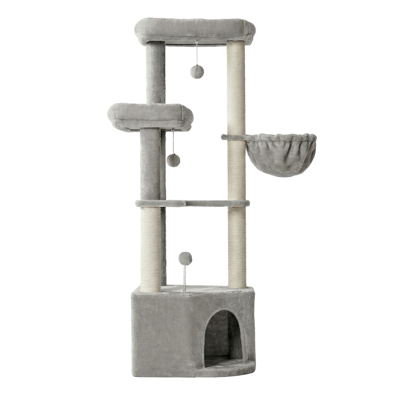 PEMYTY Cat Tree with Condo - Light Grey - Indigo Home