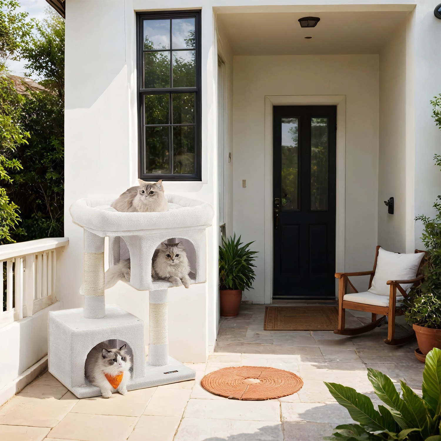 Cat Tree - MARRAE Large Cat Perch - White - Indigo Home