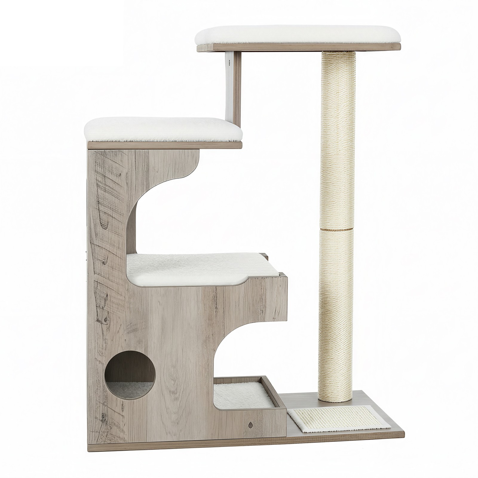 WYNFORDE Modern Cat Tree with Scratching Posts, Removable Washable Cushions - Grey - Indigo Home