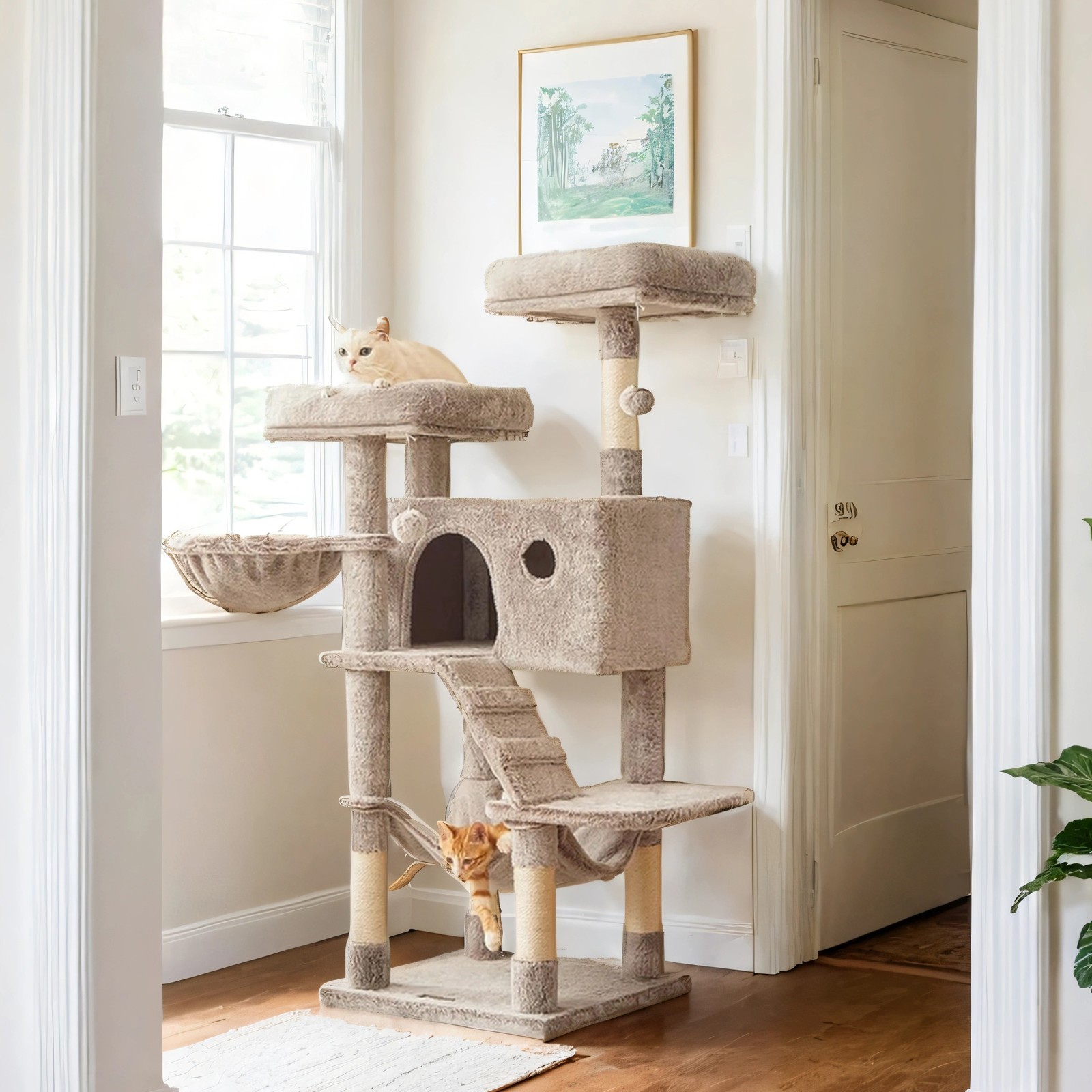Cat Tree - MARRAE Ultra-Soft Tower Tree for Large Cats - Brown - Indigo Home