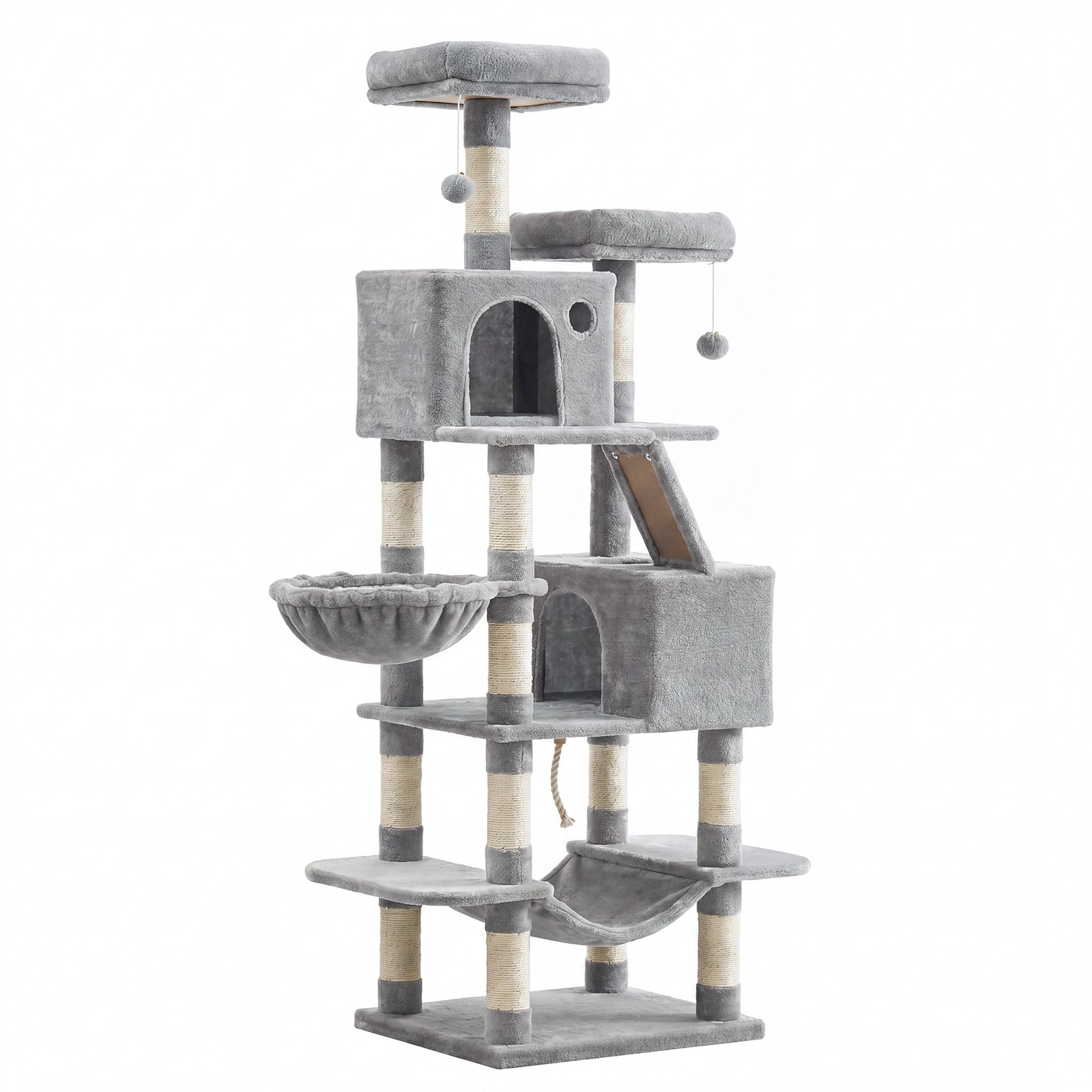 PEVYXA Large Cat Tree with Scratching Posts - Grey - Indigo Home