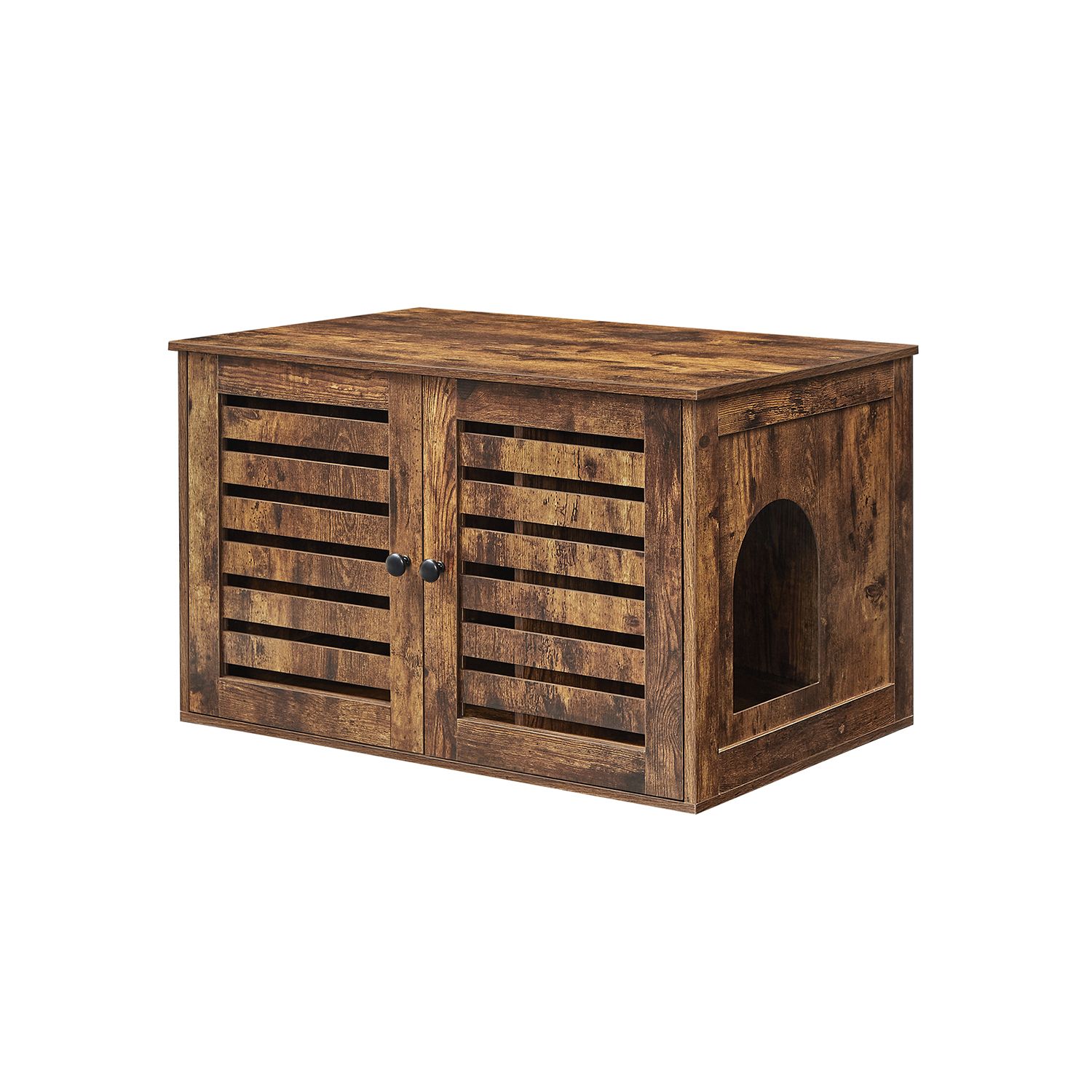 Cat Litter Box Enclosure - AVONZA Rustic Brown with Removable Divider - Rustic Brown - Indigo Home