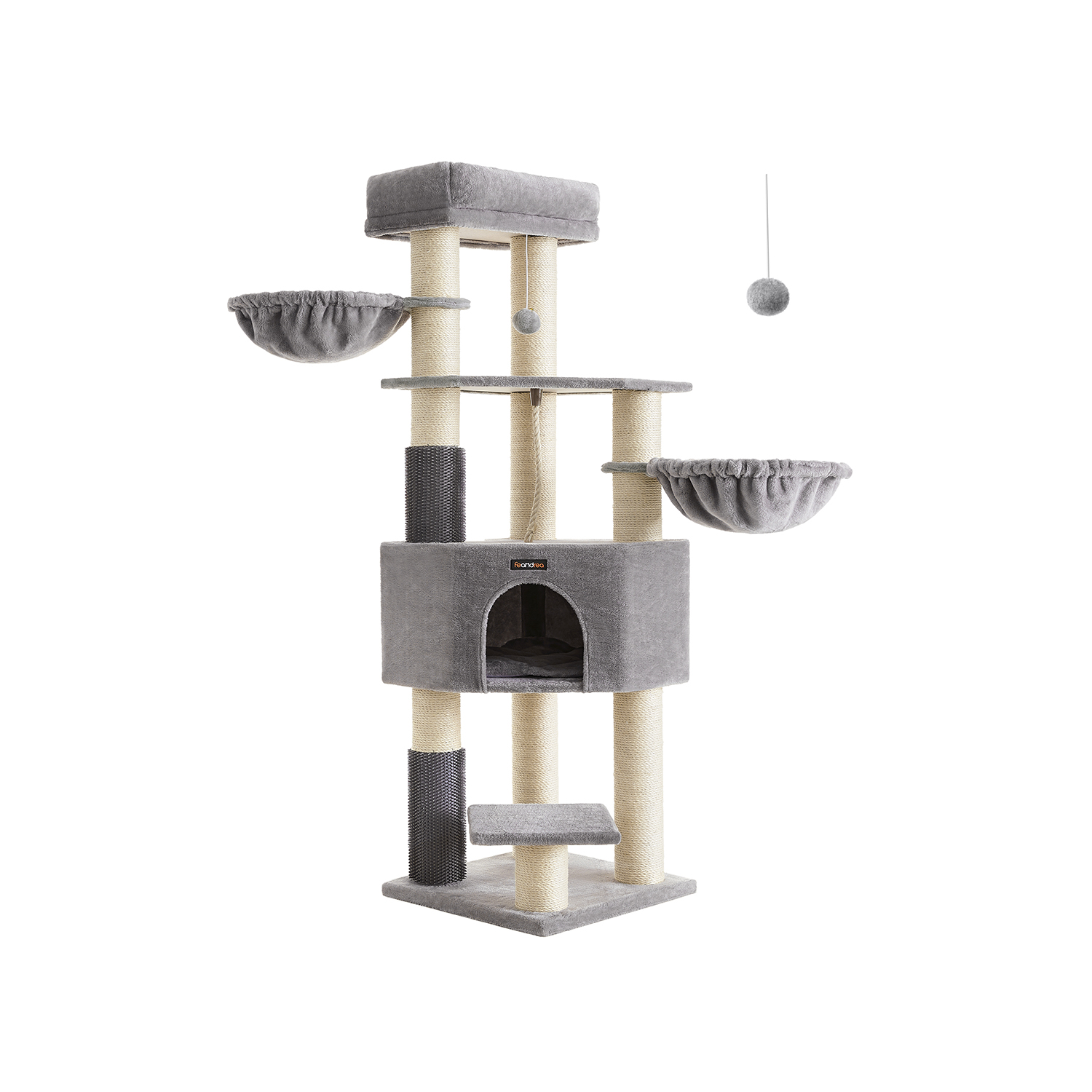 Heavy-Duty Cat Tower with Self-Warming Pads, 2 Self-Groomers, 9 Scratching Posts - Indigo Home