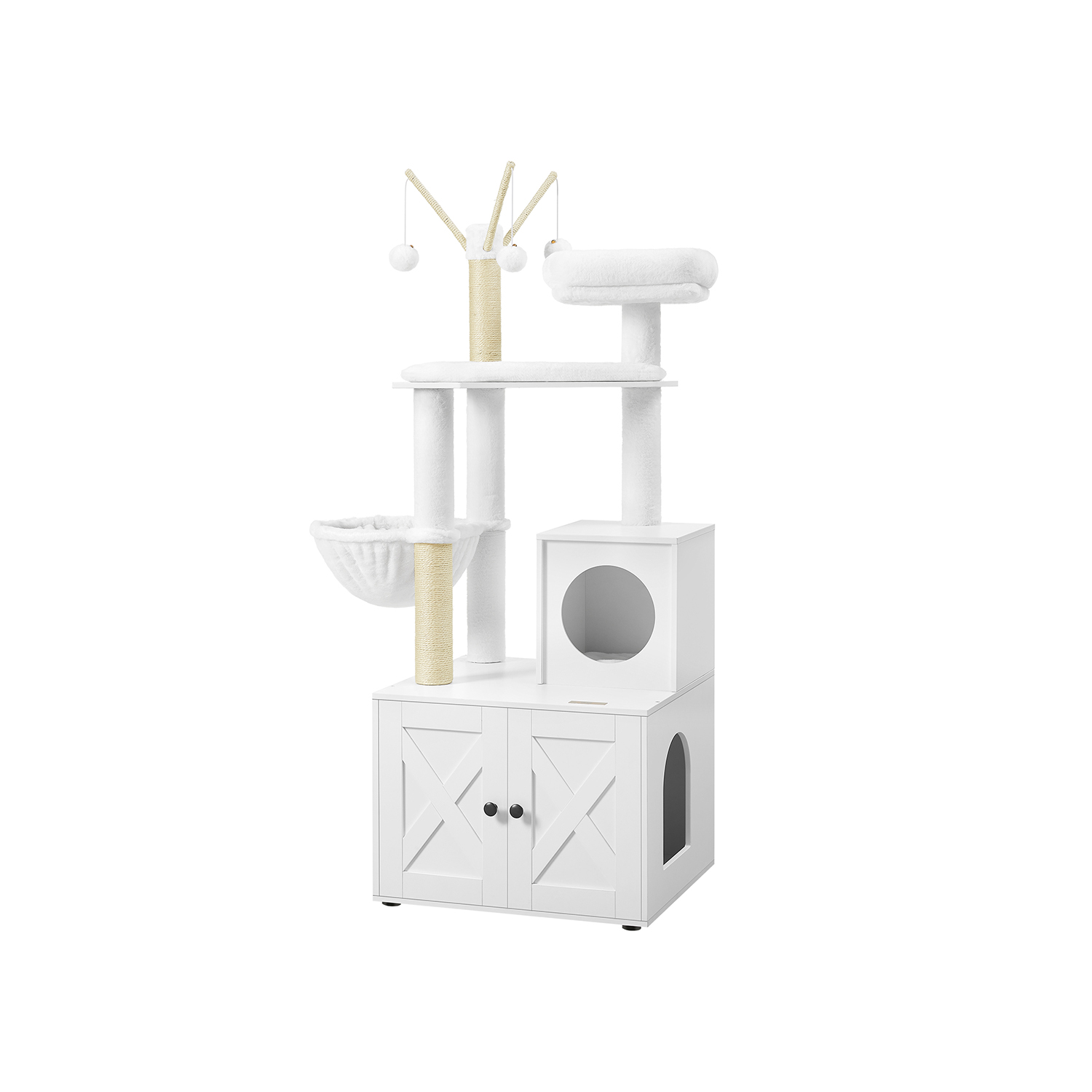 Cat Tree - FINRIA Litter Box Scratching Post - White - Indigo Home