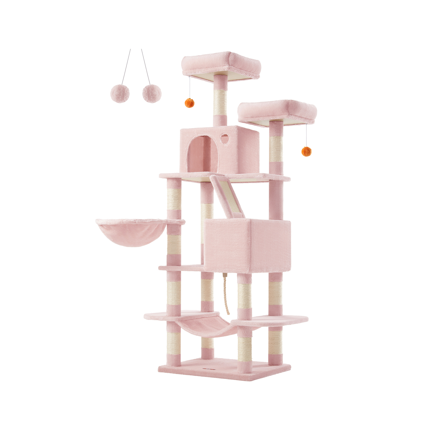 168 cm Tall Large Multi-Level Cat Tree with 13 Scratching Posts Jelly Pink - Indigo Home