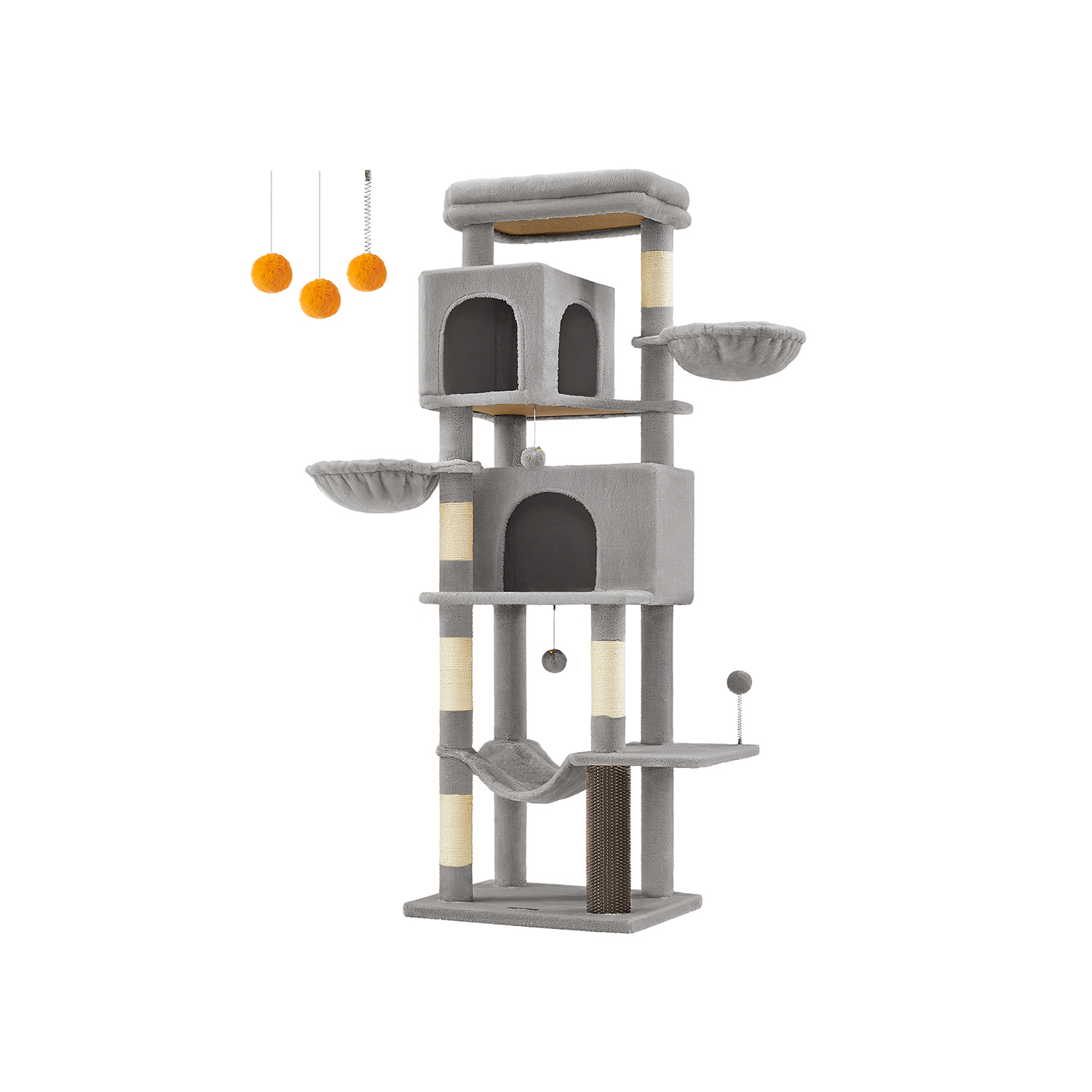 Cat Condo - FINRIA Multi Level with 2 Cave - Dove Grey - Indigo Home