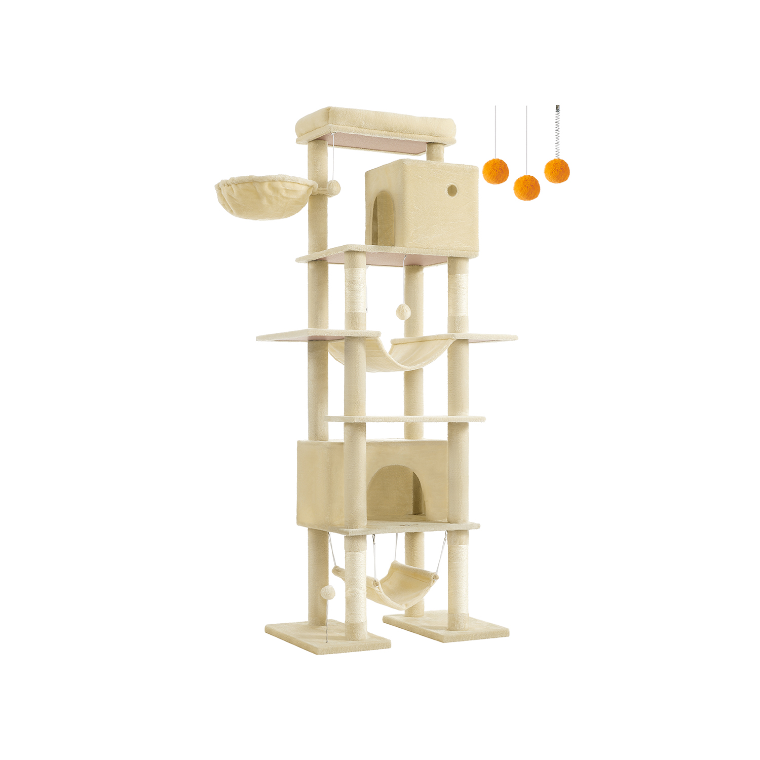 Cat Tree - FINRIA XXL Tower 201 cm Scratching Post - Beige - Indigo Home
