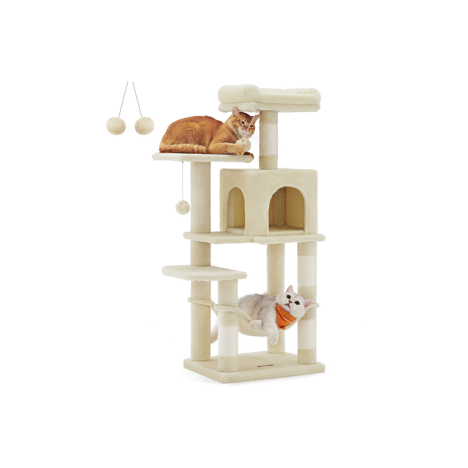 Cat Tower - MODRAE 112 cm Tall Cat Tree with Scratching Posts - Beige - Indigo Home