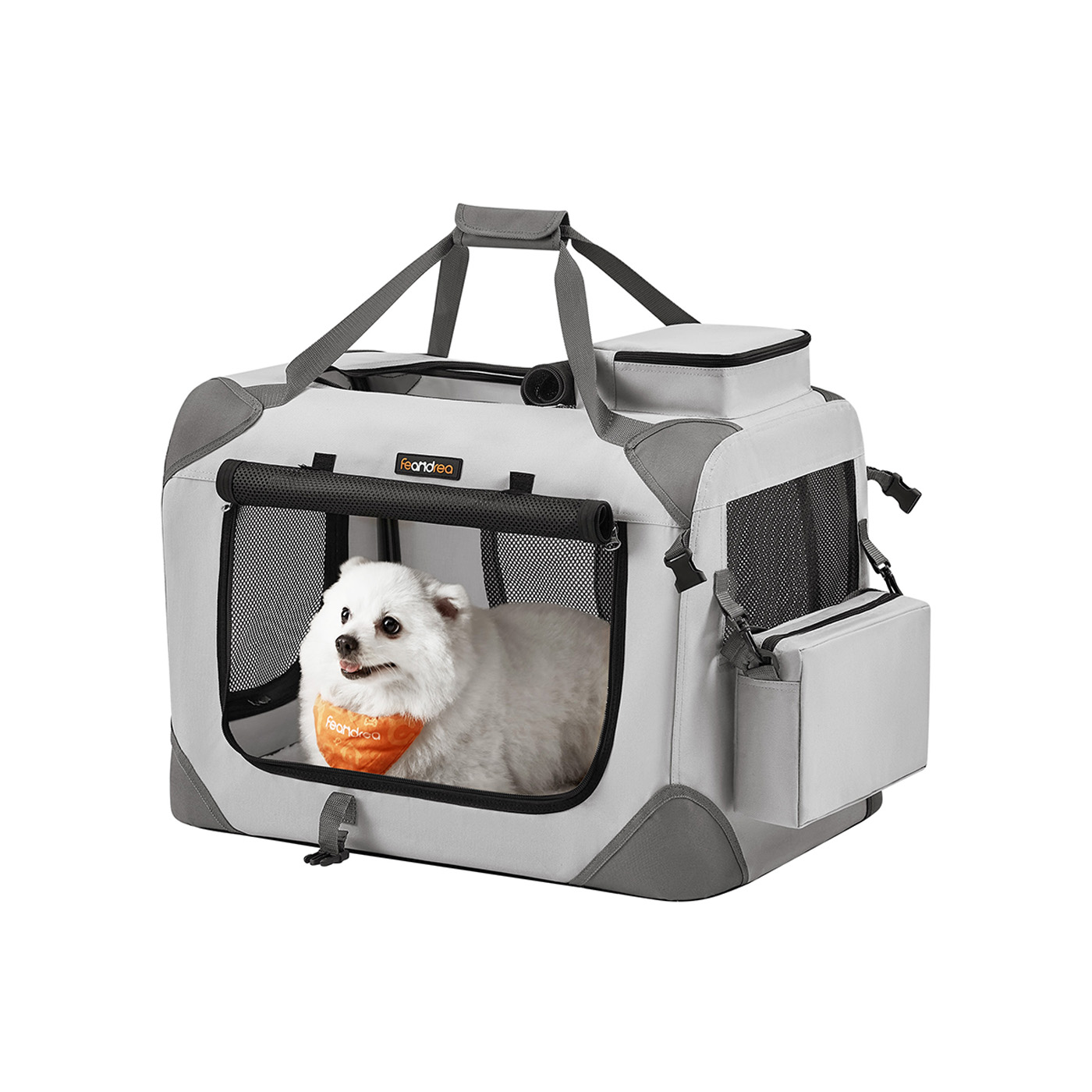 Pet Carrier - MARVA Soft-Sided Travel Carrier 60 x 42 x 42 cm - Smoke Grey - Indigo Home