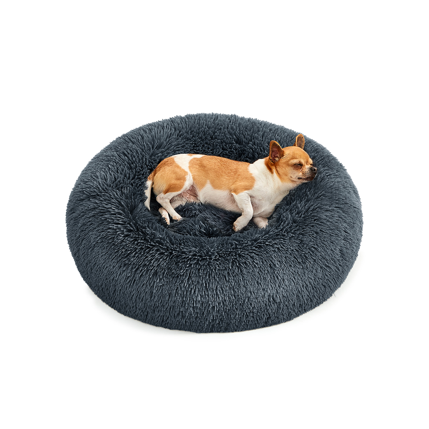 Pet Bed - GRAVAS Calming Donut Dog and Cat Bed 60 cm - Dark Grey - Indigo Home