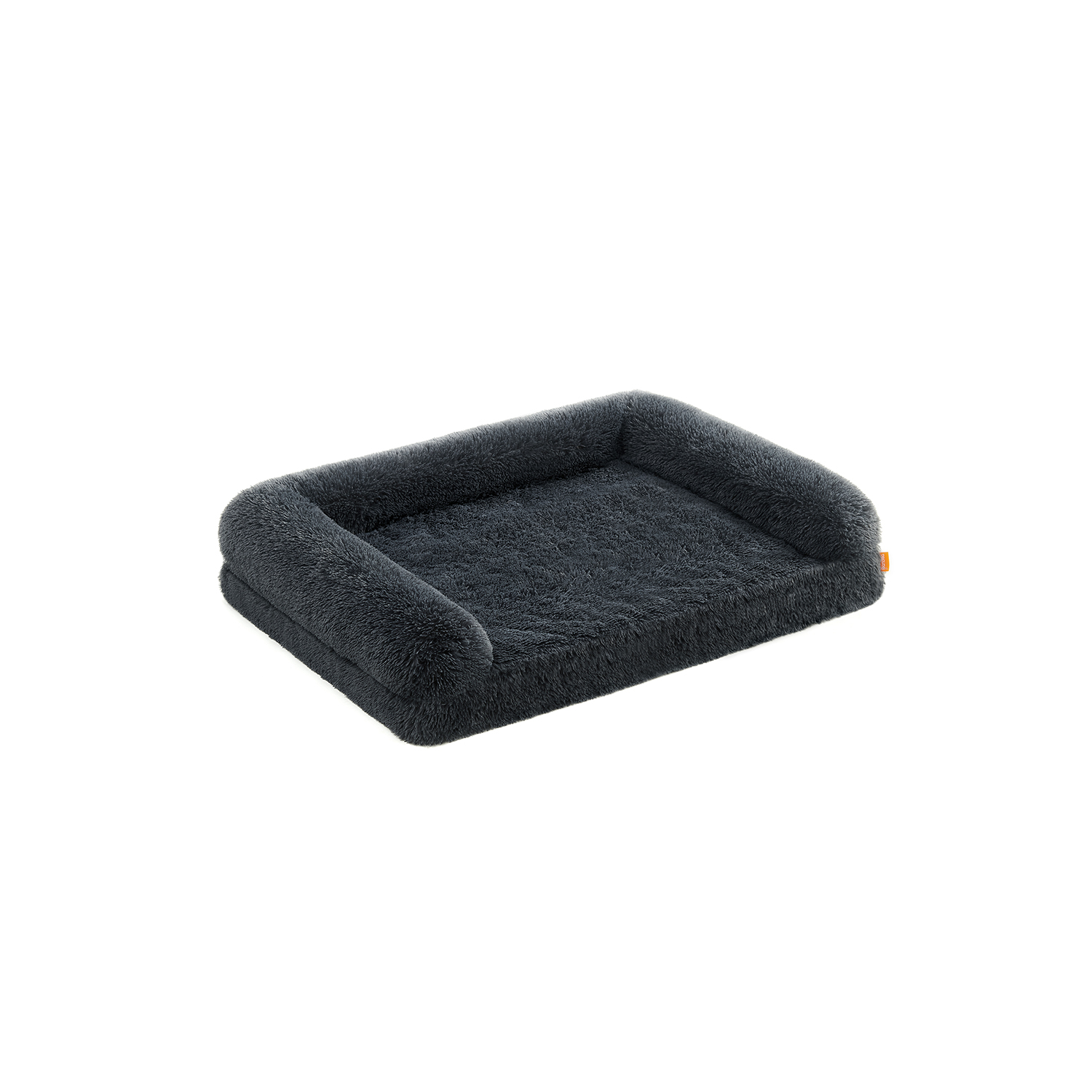 Dog Sofa Bed - MONRA XL Plush Bolster Bed for Medium and Large Dogs - Dark Grey - Indigo Home
