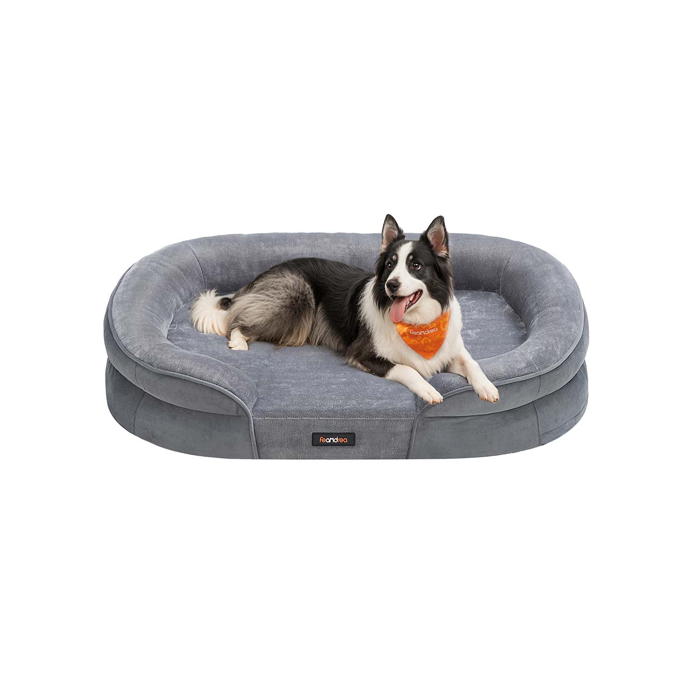 Dog Sofa - MONRA Orthopedic Bed 91 x 68 x 18 cm Memory Foam - Light Grey - Indigo Home