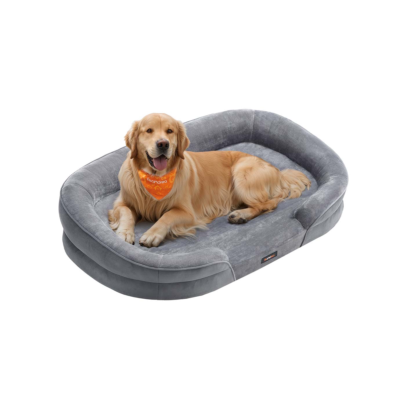 Dog Sofa - MONRA Orthopedic Bed 106 x 76 x 18 cm Plush Comfort - Light Grey - Indigo Home