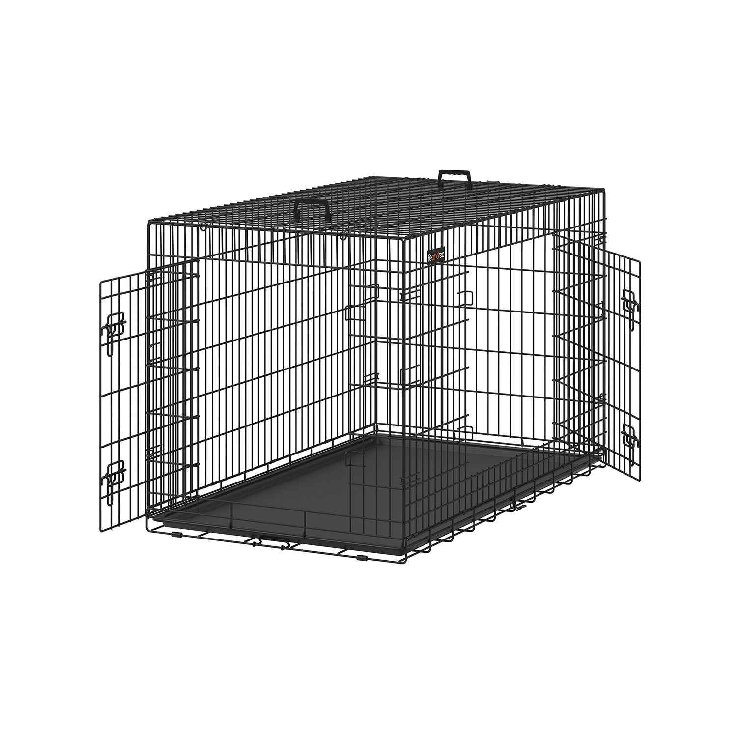 Dog Crate - SERNIA Foldable with 2 Doors XXXL - Black - Indigo Home
