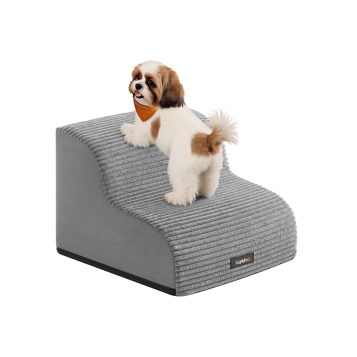 Dog Stairs - GRARA Gentle Slope 2 Steps with Anti-Slip Design - Dove Grey
