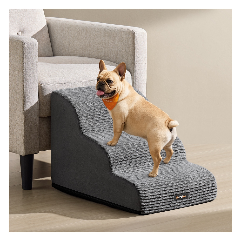 ROKIVA 3-Step Dog Stairs for Bed - Slate Grey - Indigo Home