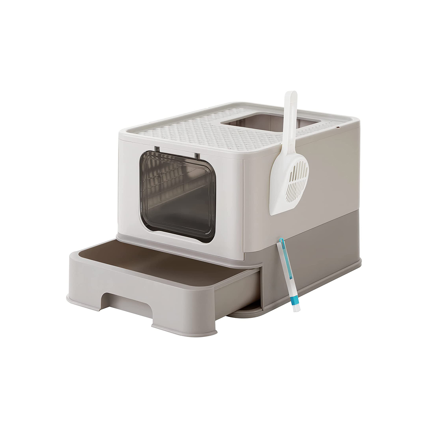 Cat Litter Box - SERZA Covered Litter Box with Lid and Top Entry - Dove Grey - Indigo Home