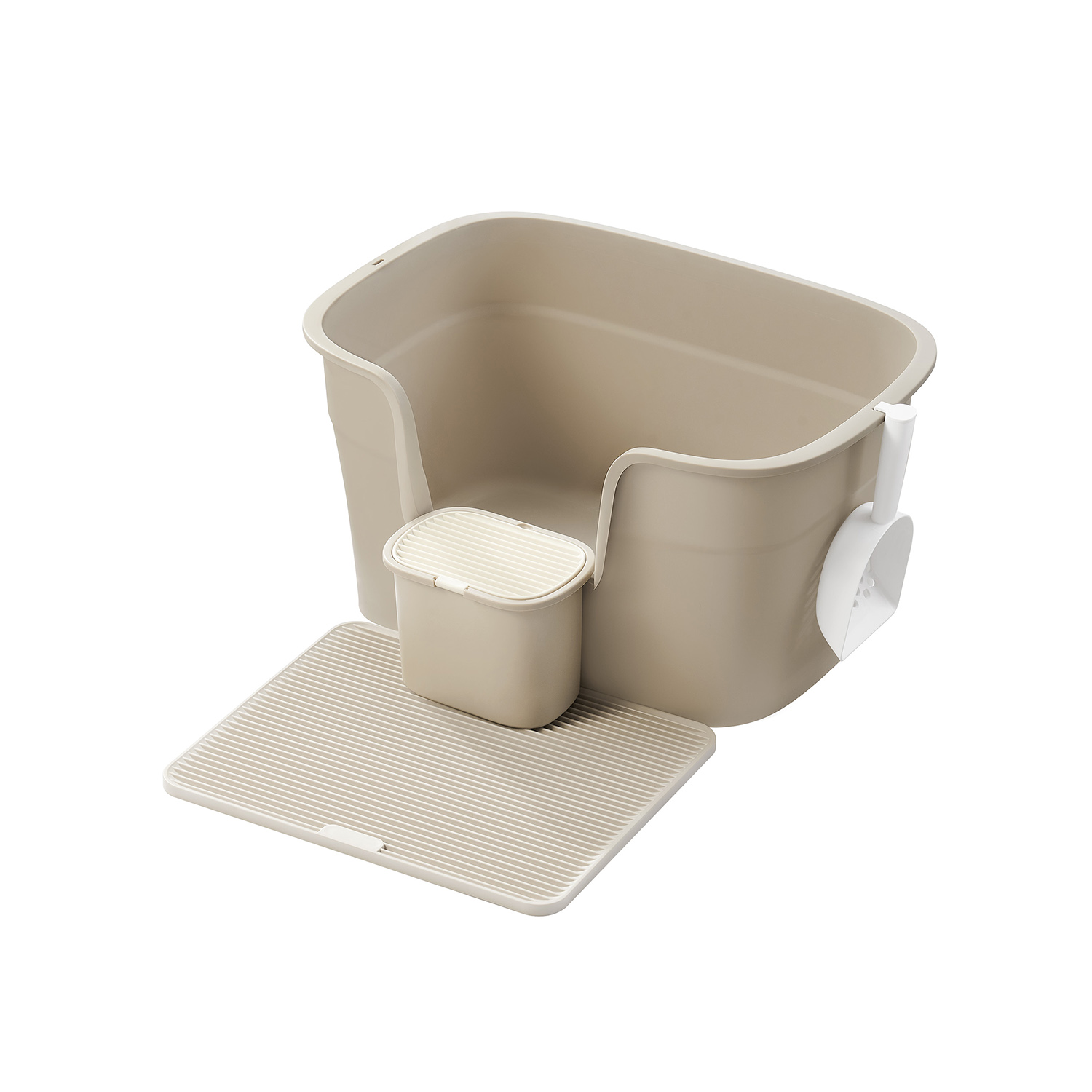 Cat Litter Box - SERZA Hideaway Litter Box with Side Opening - Cappuccino Beige - Indigo Home