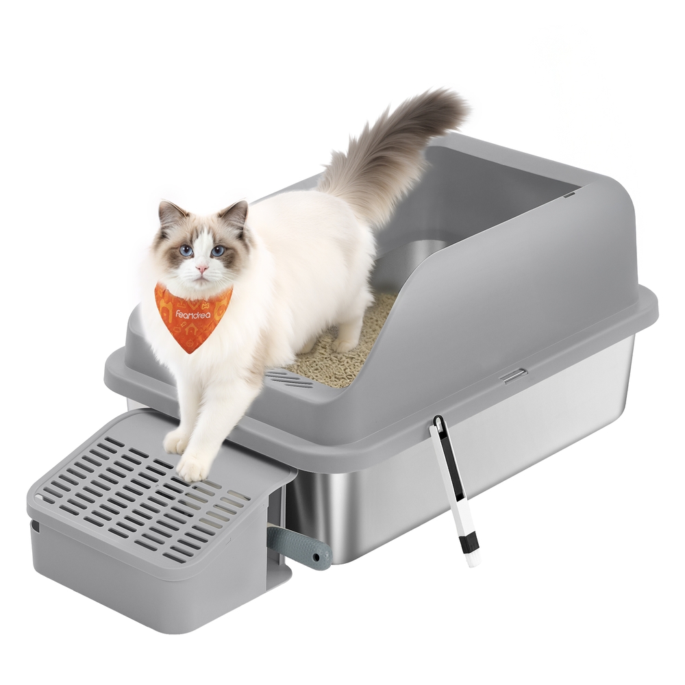 RECATE Stainless Steel Cat Litter Box - Slate Grey - Indigo Home