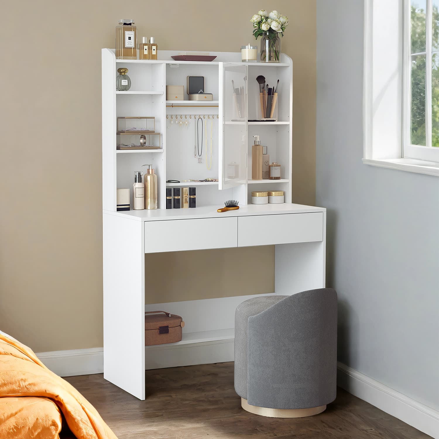 Vanity Desk - ZARNIA Mirror LED Lights 3 Light Colour - White - Indigo Home