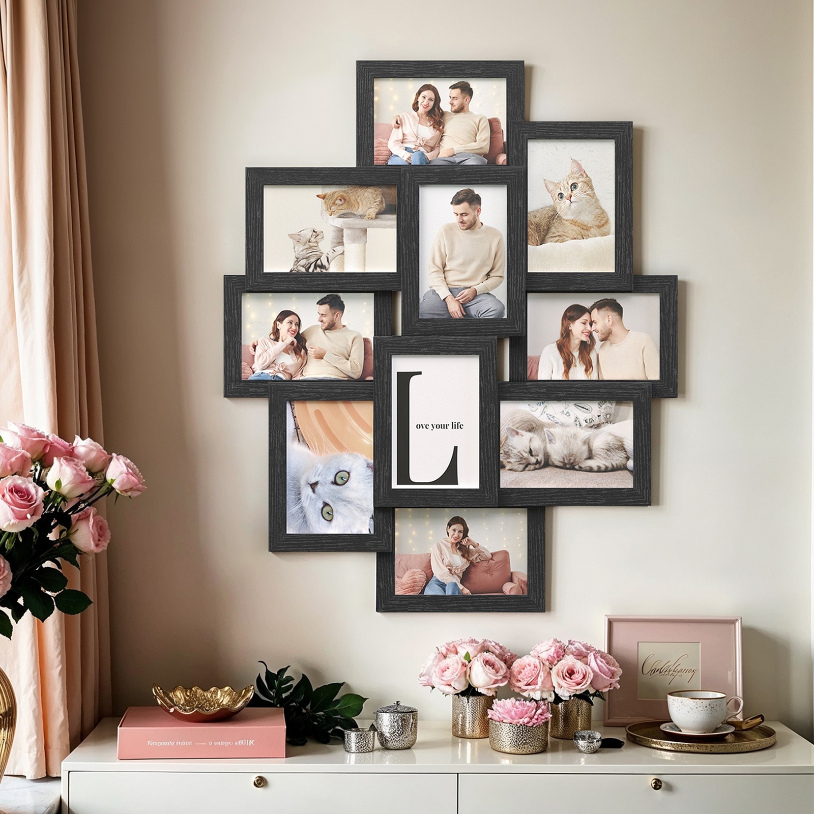 SEMOFE 10 Frame Picture Collage Frame - Black - Indigo Home