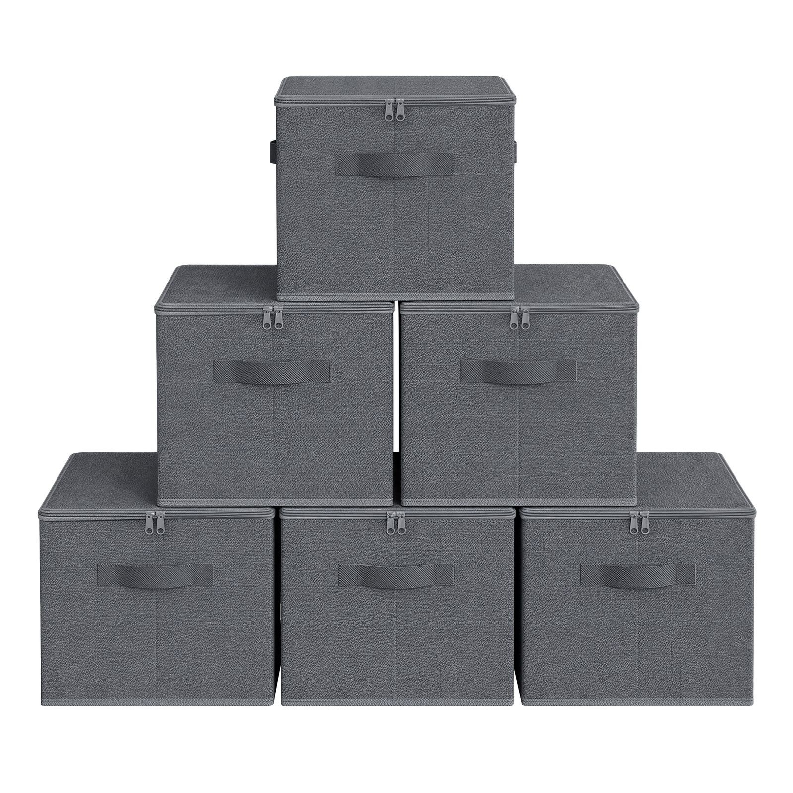 SIBOVA Set of 6 Foldable Storage Boxes with Handles - Slate Grey - Indigo Home