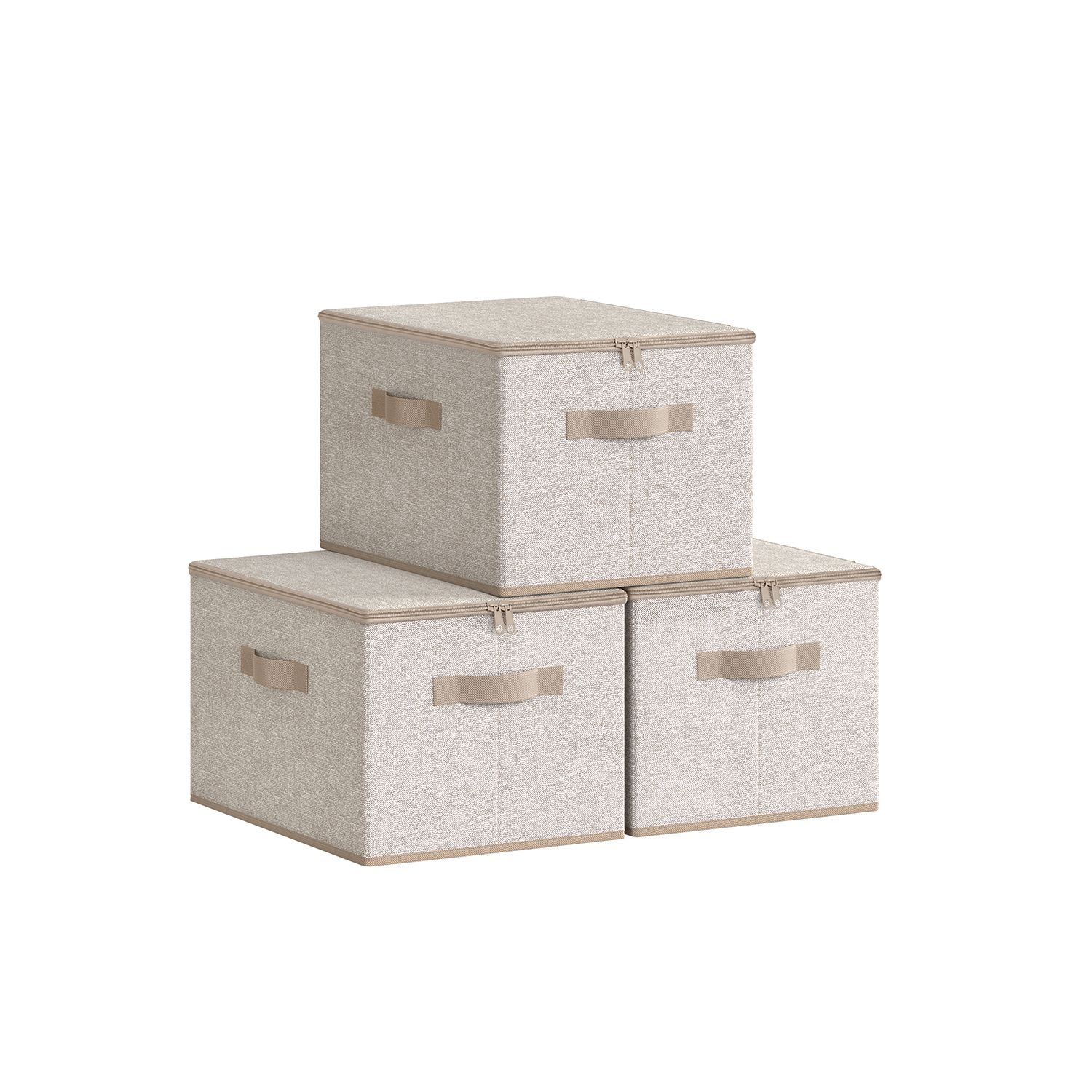 GLENWYCKE Foldable Household Storage Boxes Set of 3 - Beige - Indigo Home