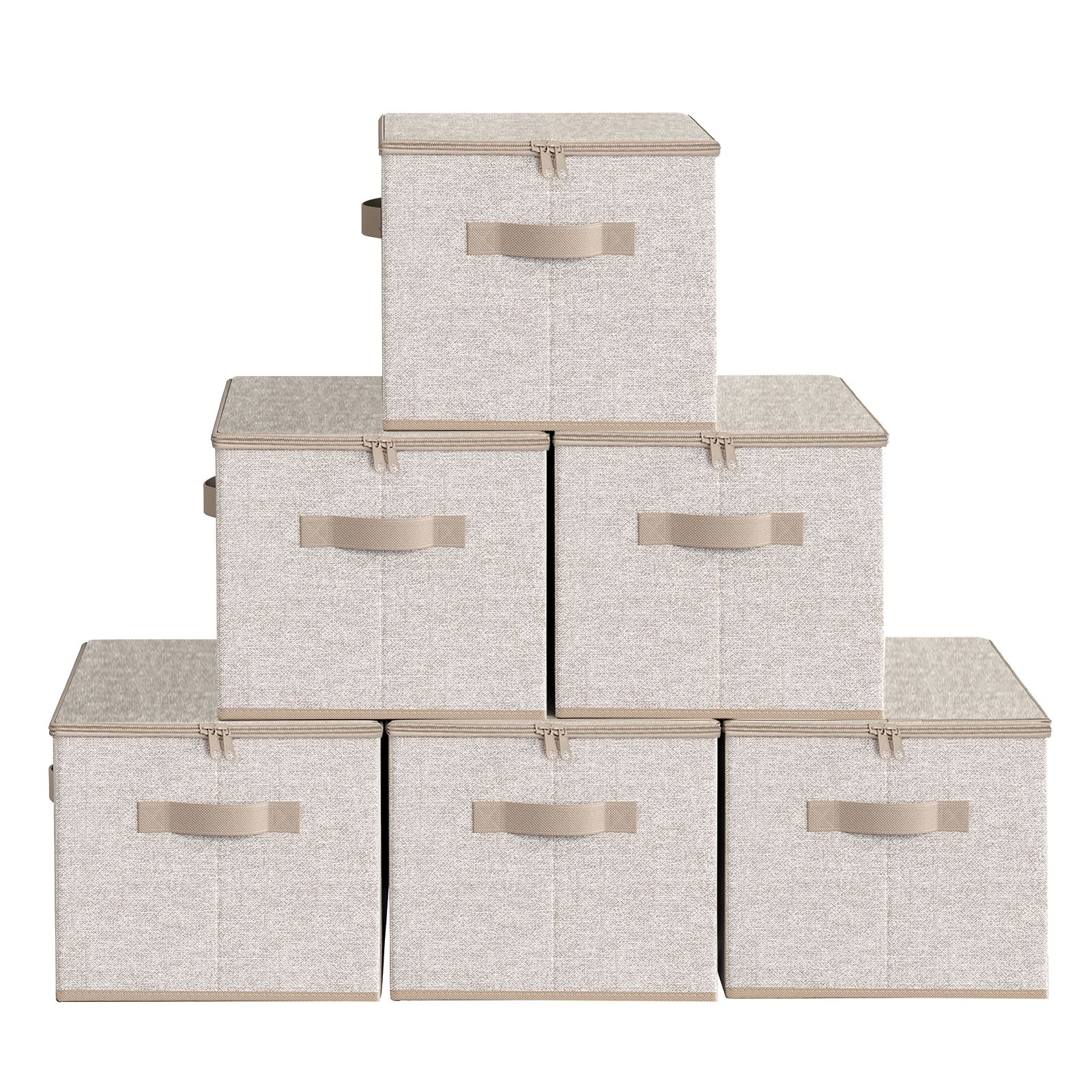 GLENWYCKE Foldable Household Storage Boxes Set of 6 - Beige - Indigo Home