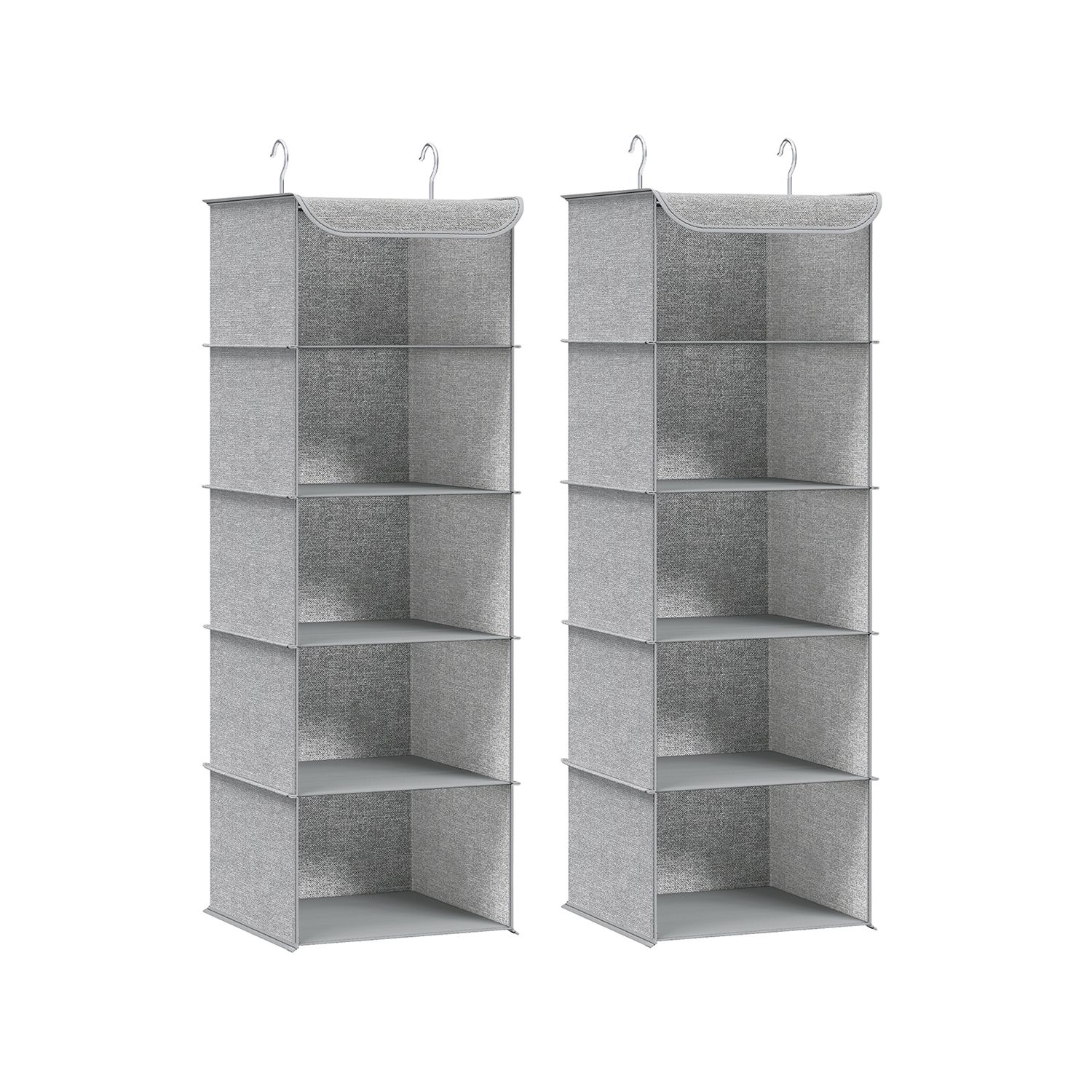 Hanging Wardrobe Organiser - VIVTA Hanging Set of 2 - Space Saving Storage - Light Grey - Indigo Home