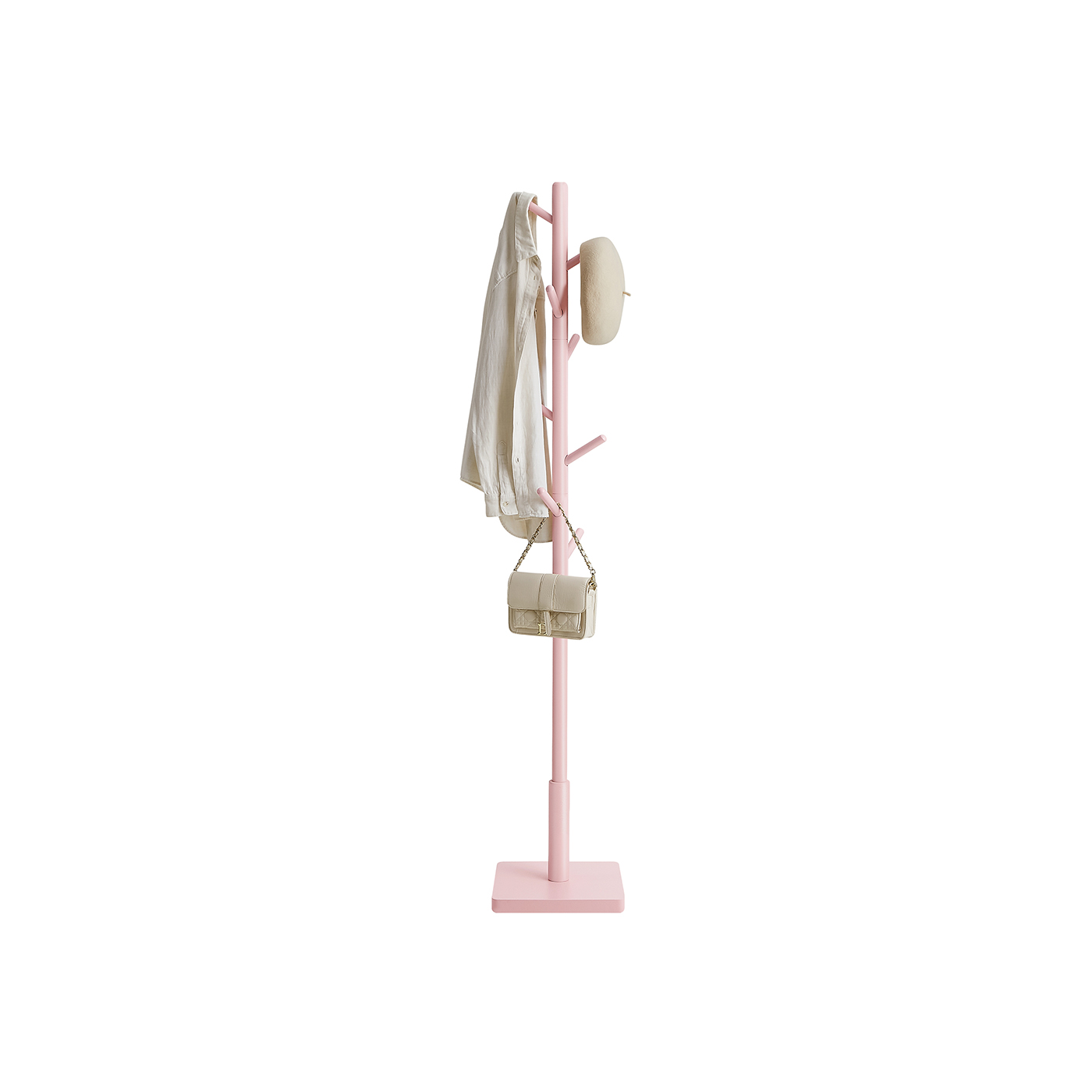 Coat Rack - VIVRAE Free Standing Hall Tree with 8 Hooks - Cherry Red - Indigo Home