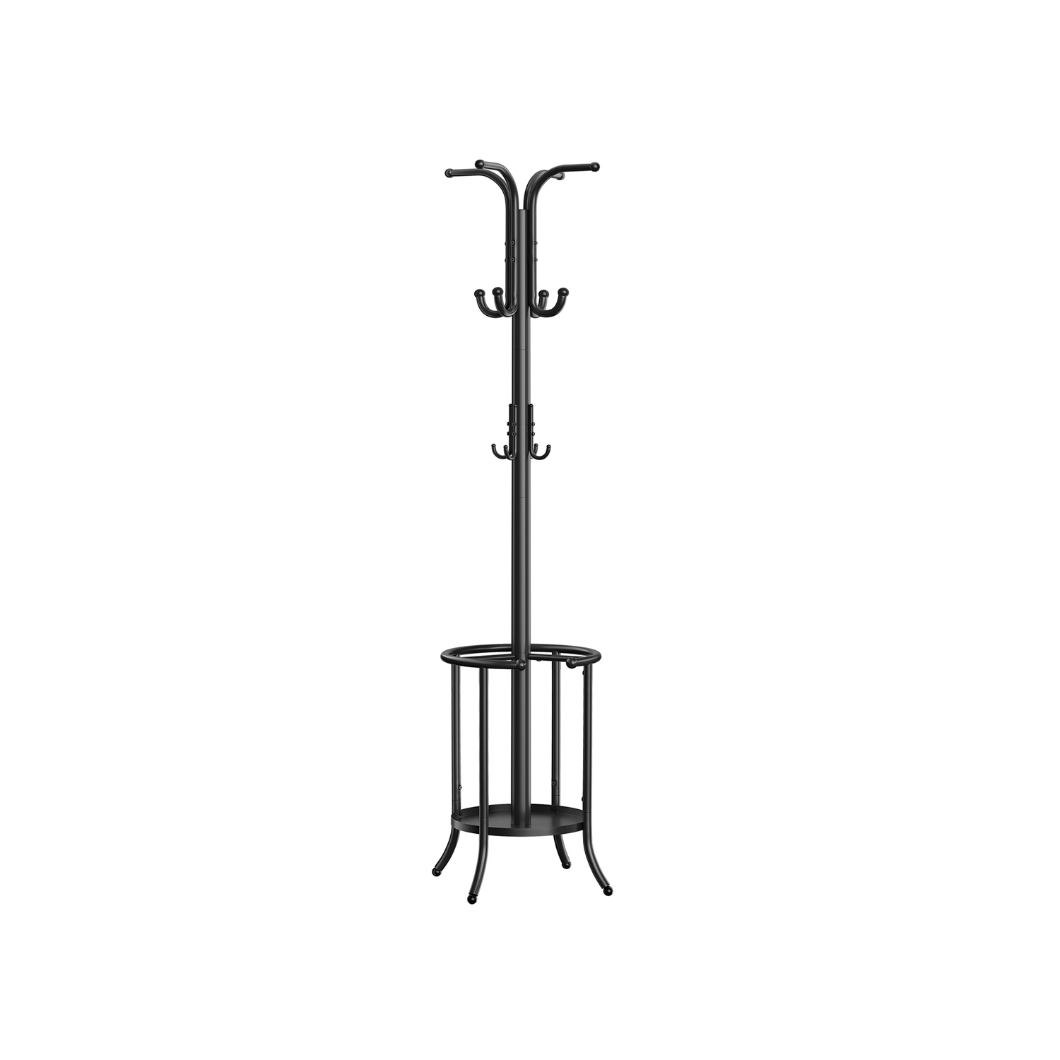 Coat Rack - VIVRAE Freestanding with Umbrella Holder - Black - Indigo Home