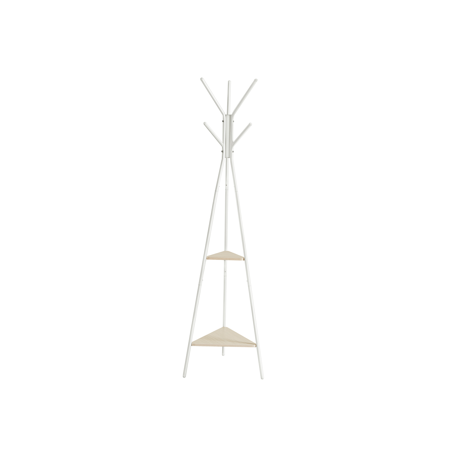 Hall Tree - VIVRAE Industrial Coat Rack with 2 Shelves and Bag Holder - Rustic Beige White - Indigo Home